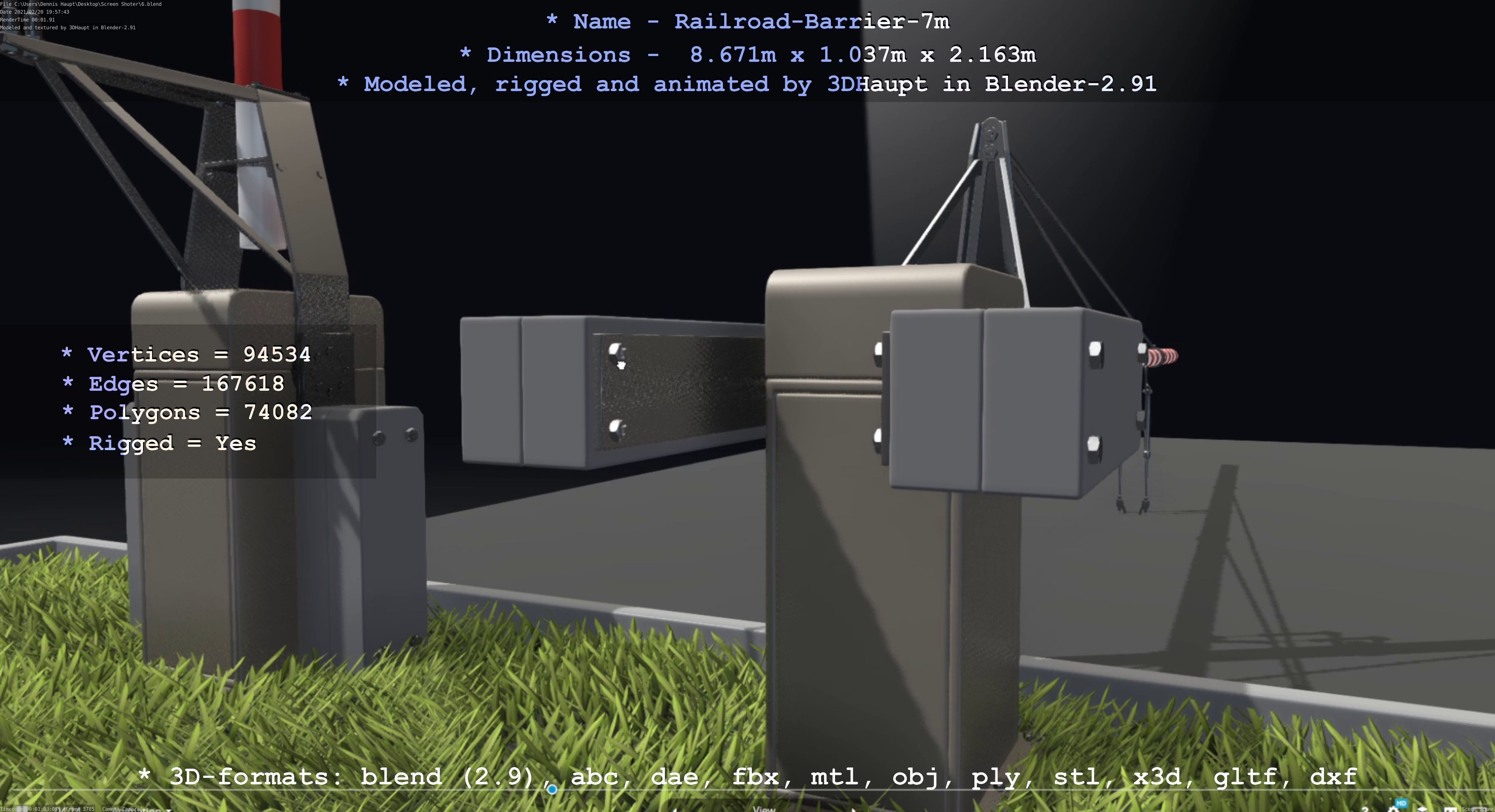 Railroad Barrier 7m High-Poly 3D model_92