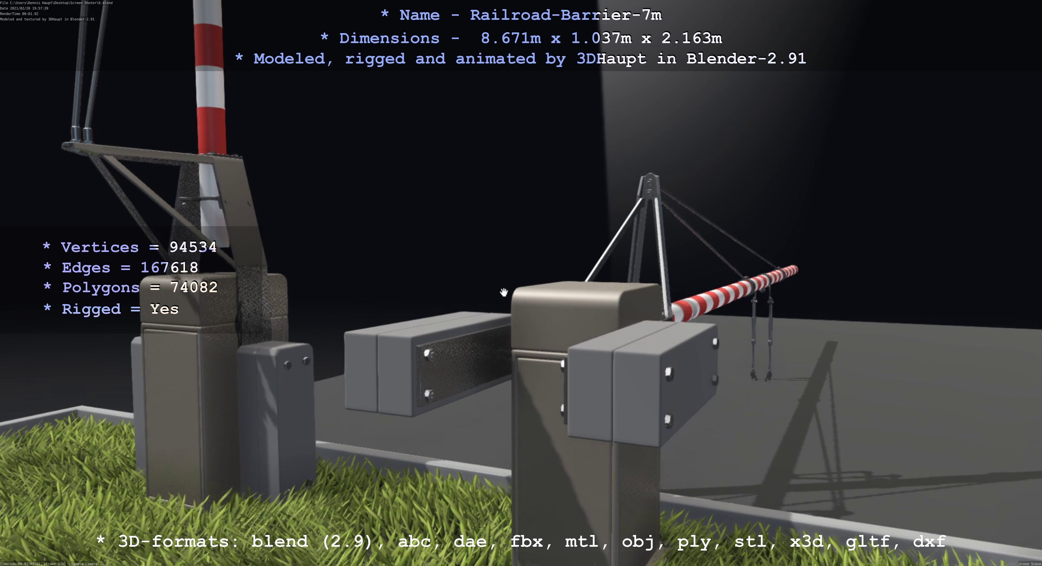 Railroad Barrier 7m High-Poly 3D model_24