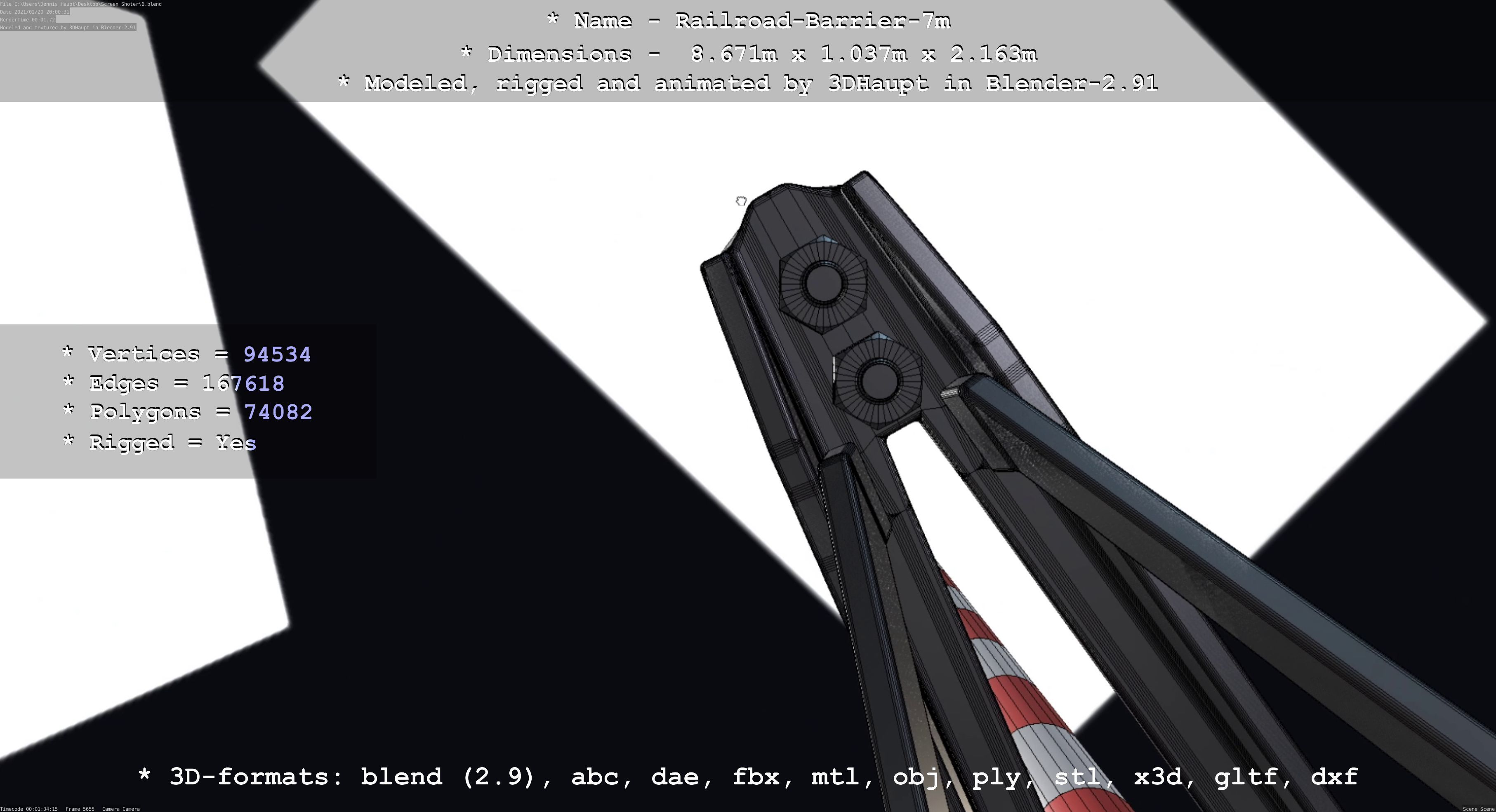 Railroad Barrier 7m High-Poly 3D model_46