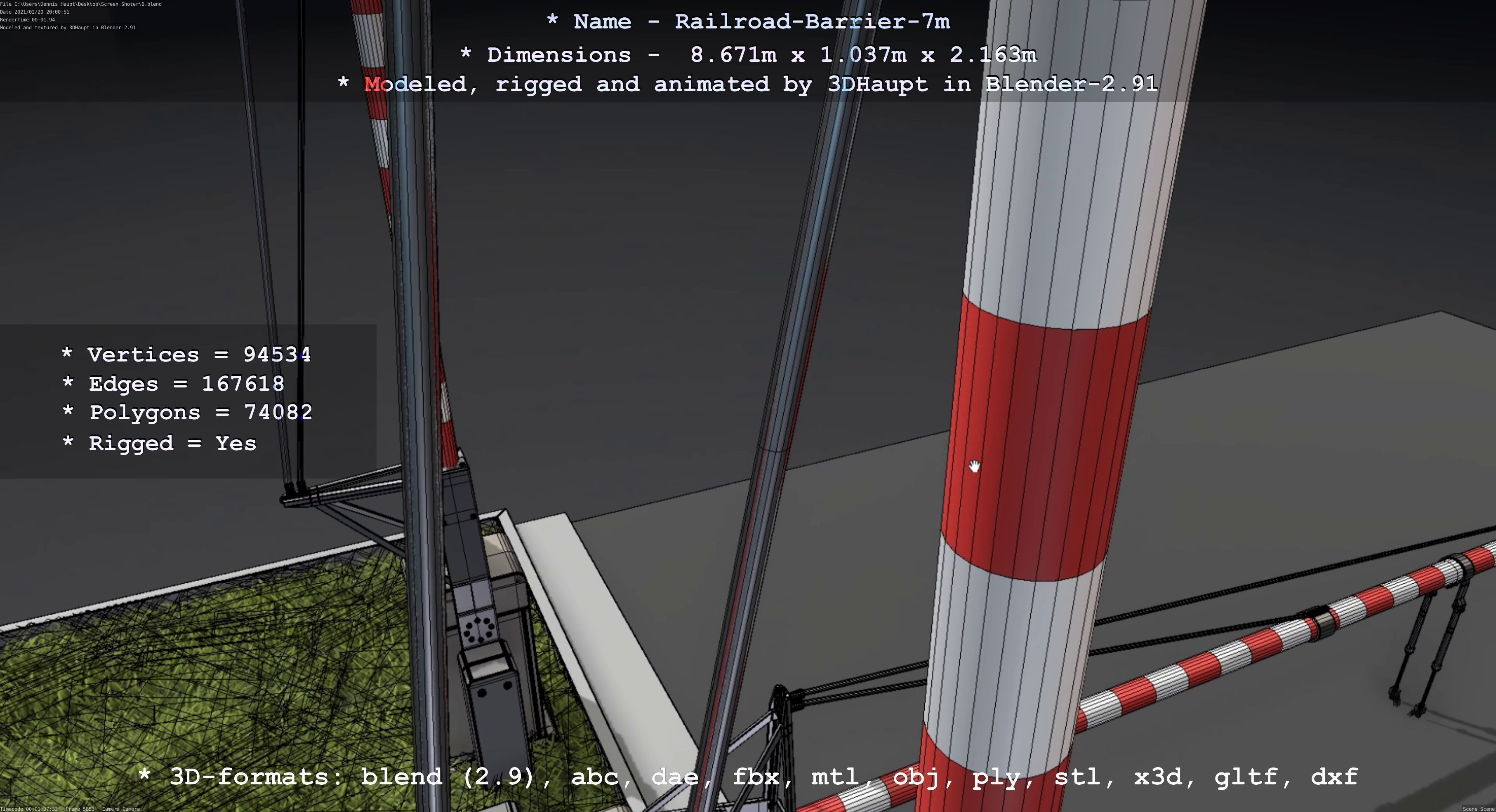 Railroad Barrier 7m High-Poly 3D model_53
