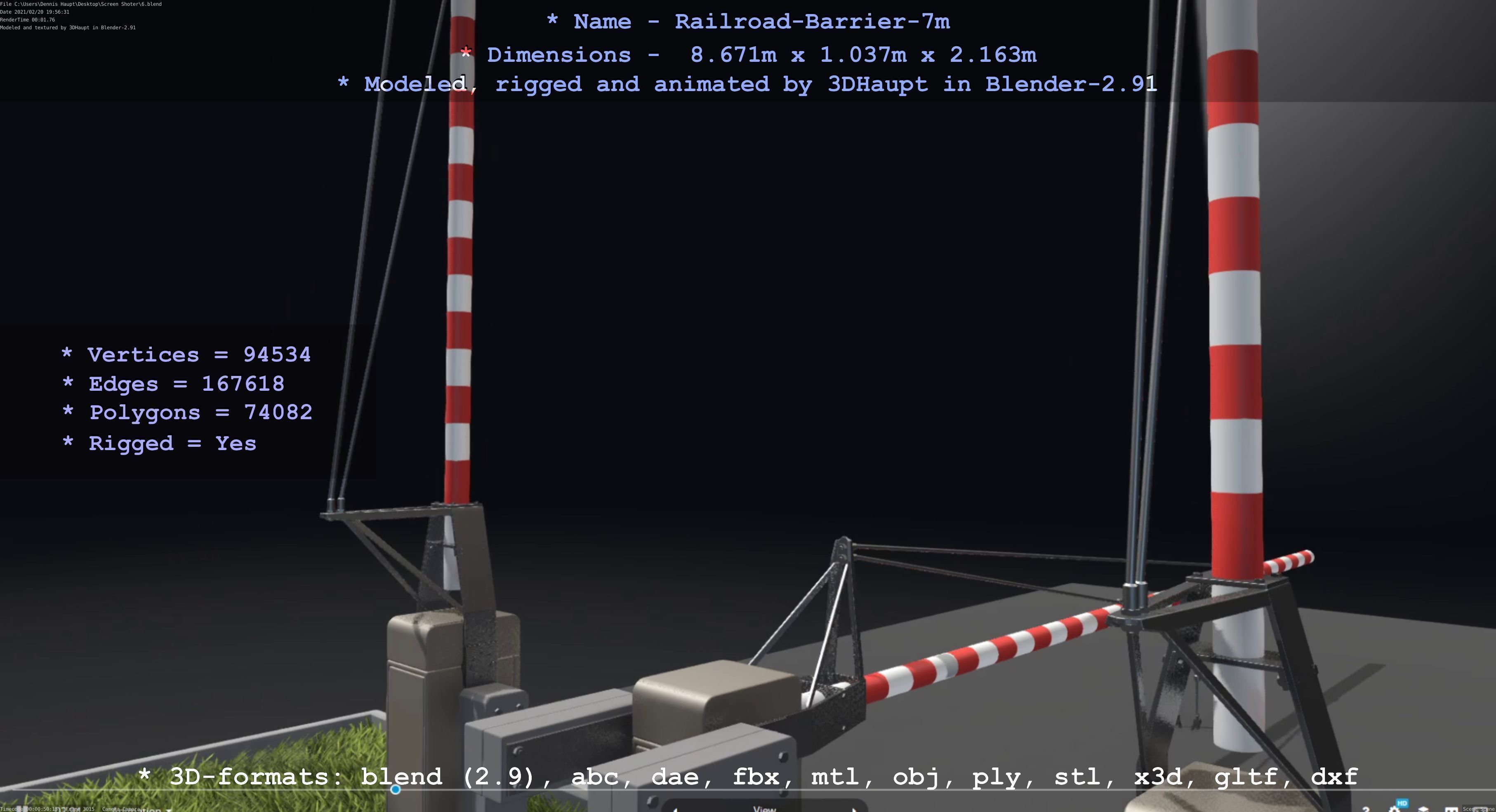 Railroad Barrier 7m High-Poly 3D model_34