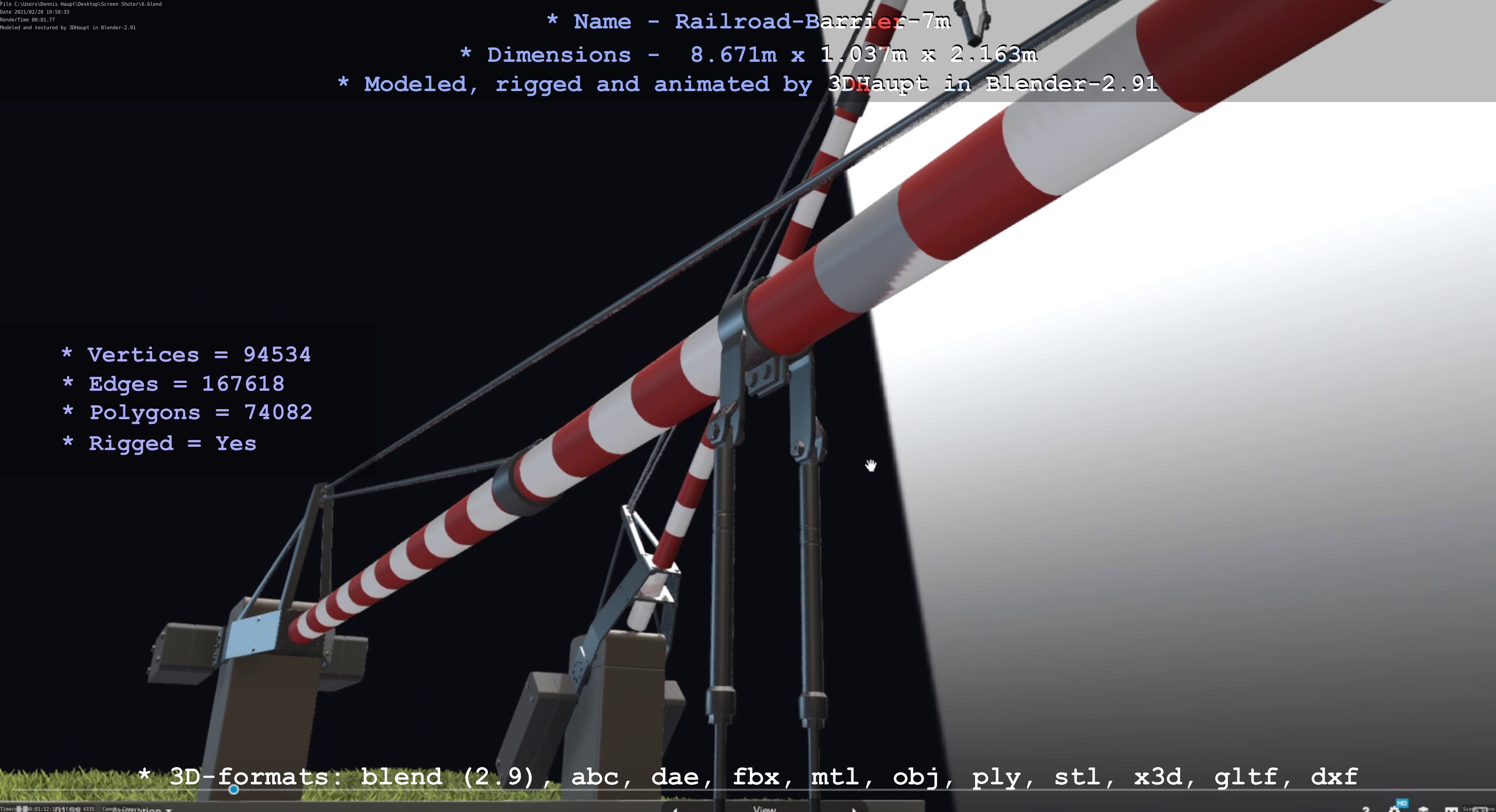 Railroad Barrier 7m High-Poly 3D model_99