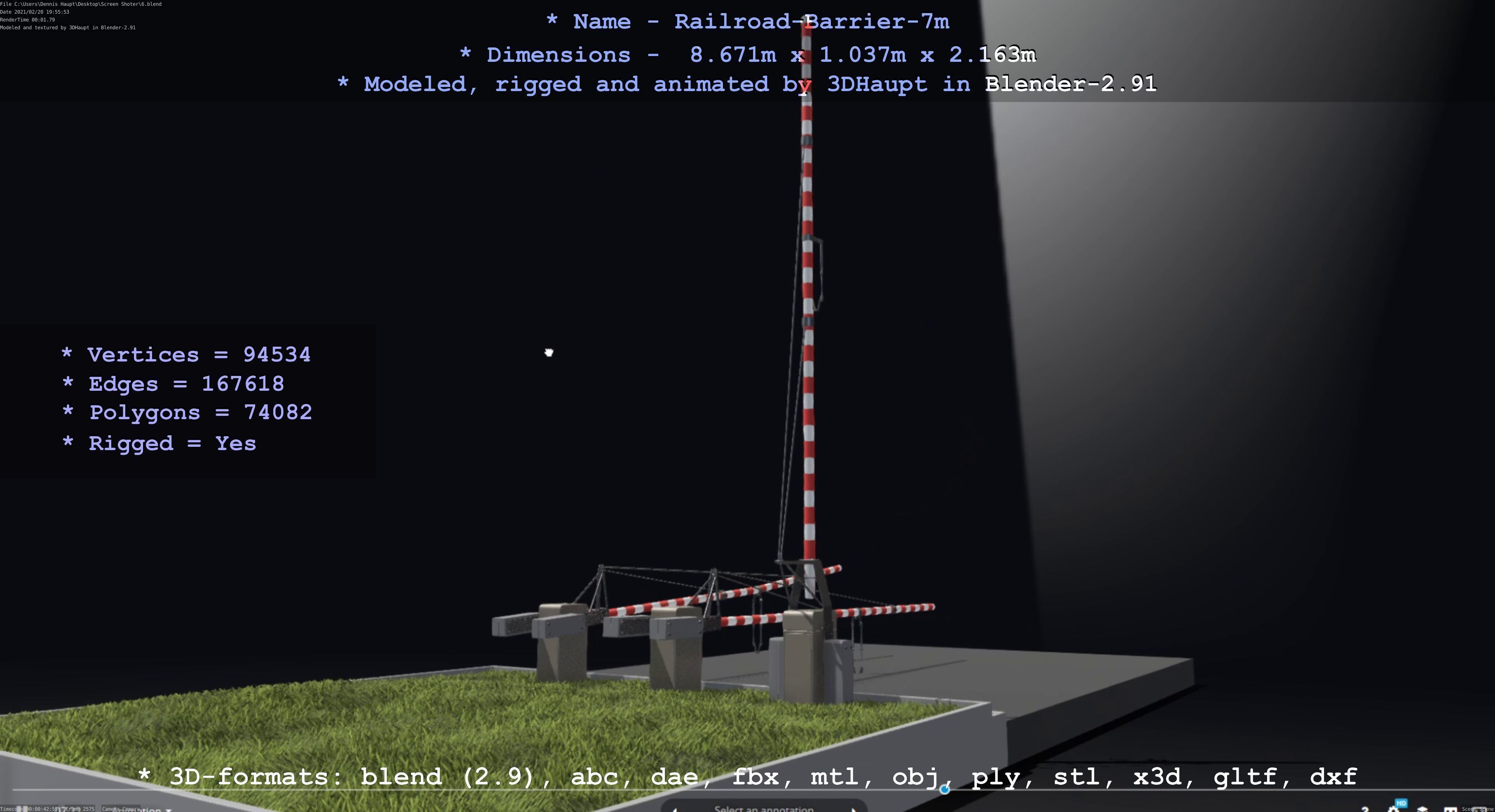 Railroad Barrier 7m High-Poly 3D model_68