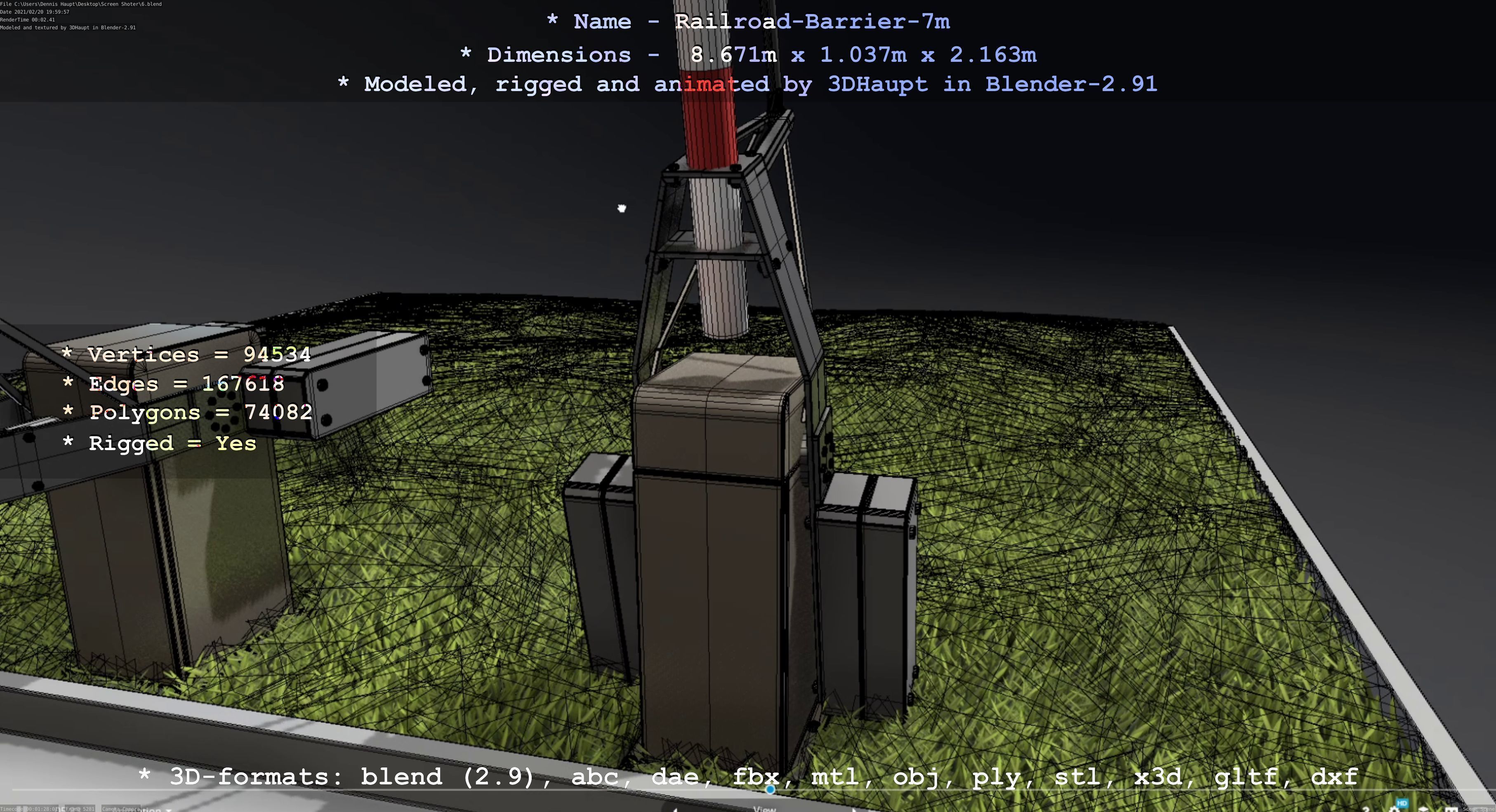 Railroad Barrier 7m High-Poly 3D model_14