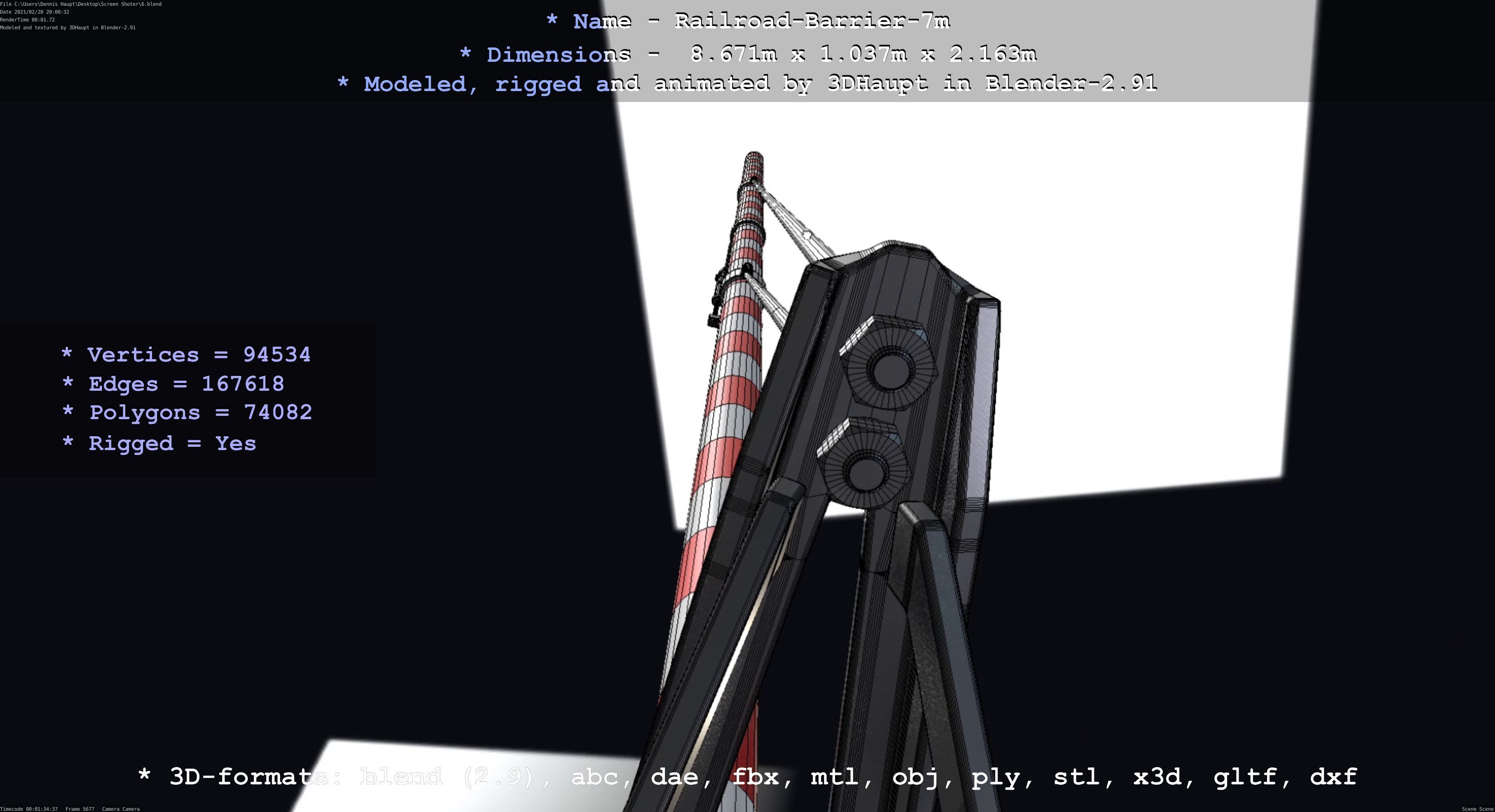 Railroad Barrier 7m High-Poly 3D model_47