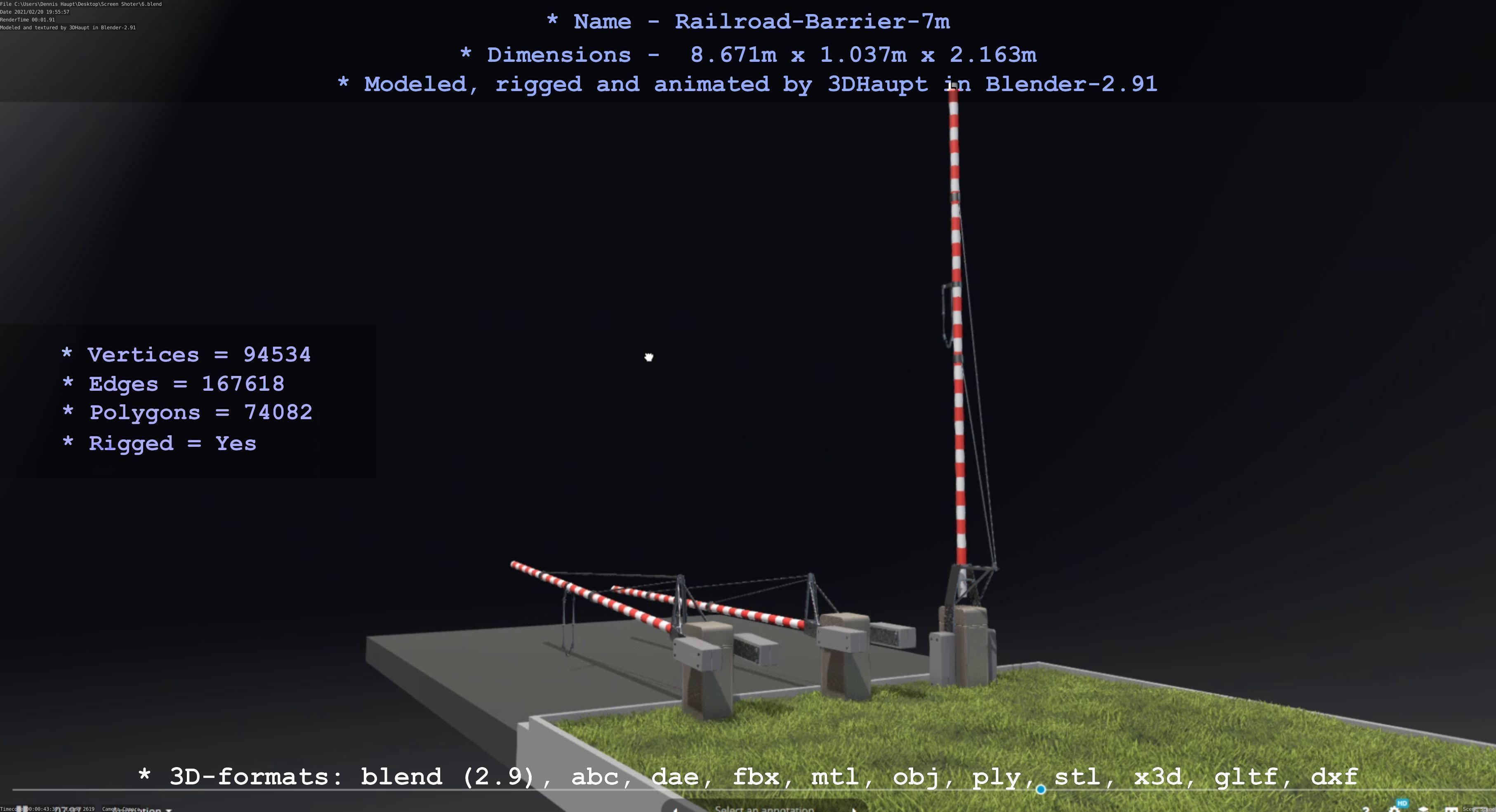 Railroad Barrier 7m High-Poly 3D model_70
