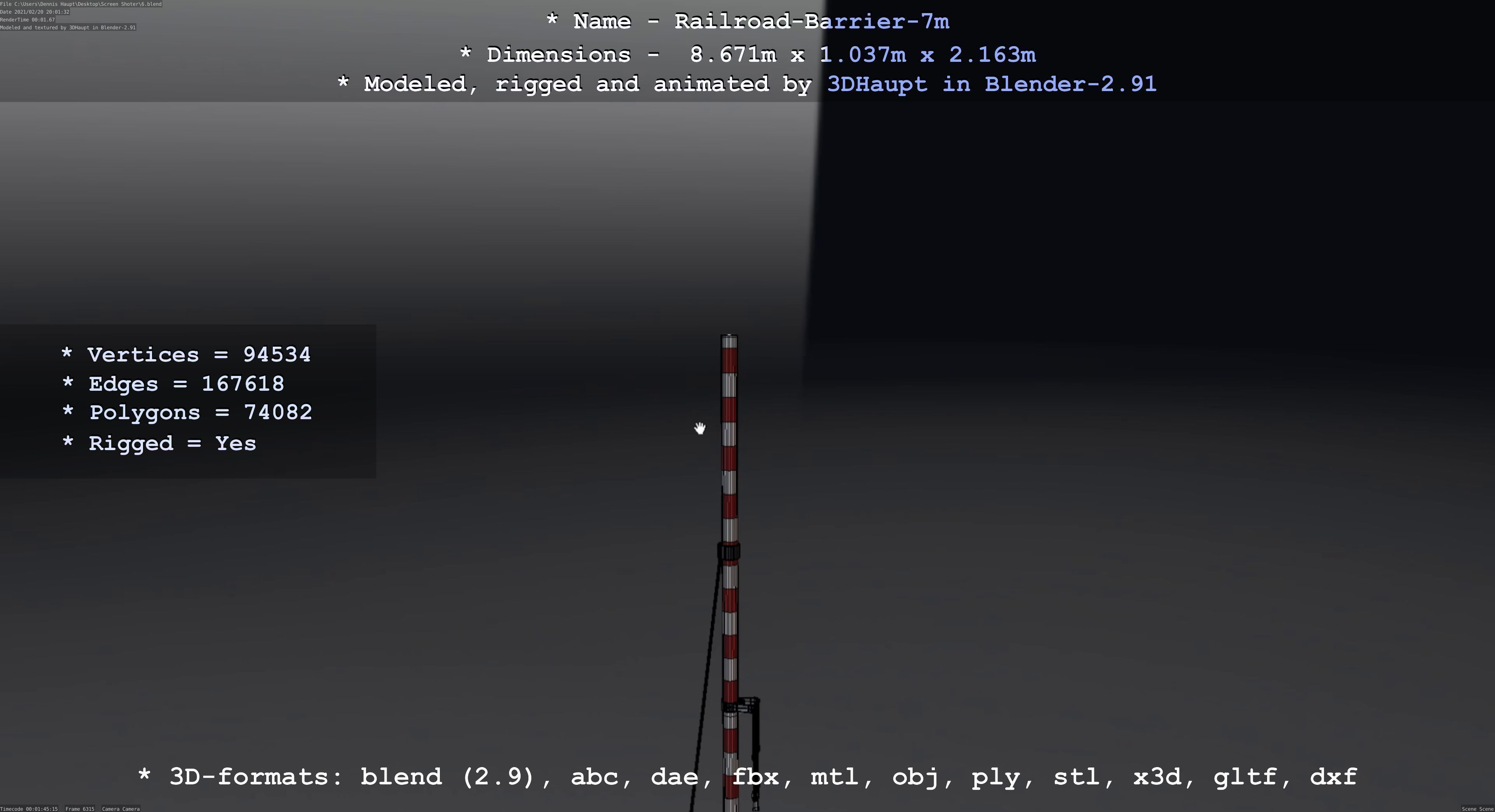 Railroad Barrier 7m High-Poly 3D model_61