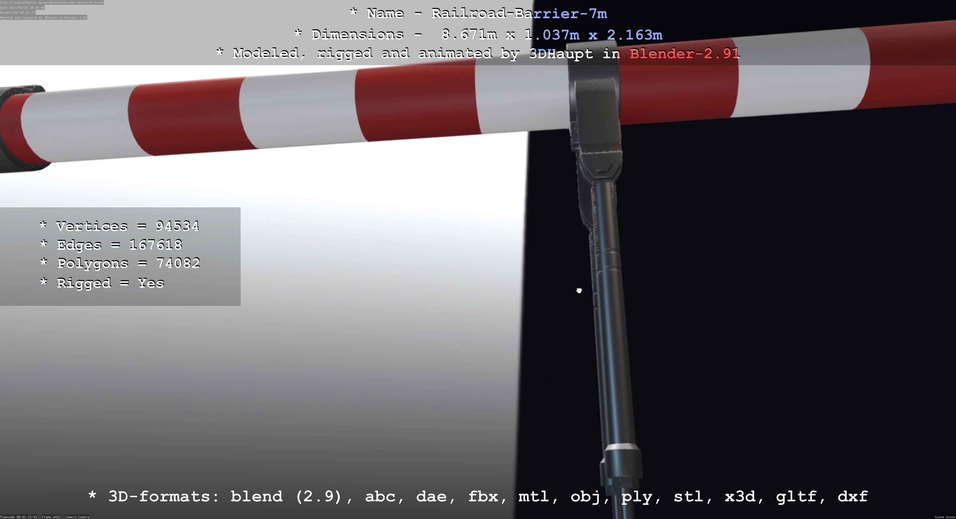 Railroad Barrier 7m High-Poly 3D model_103