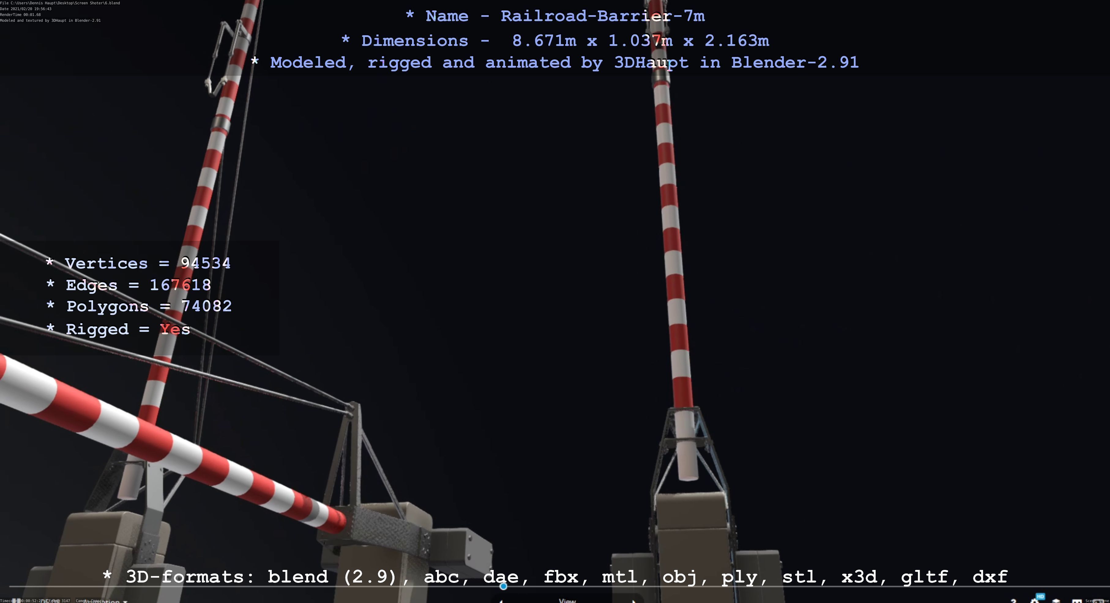 Railroad Barrier 7m High-Poly 3D model_79