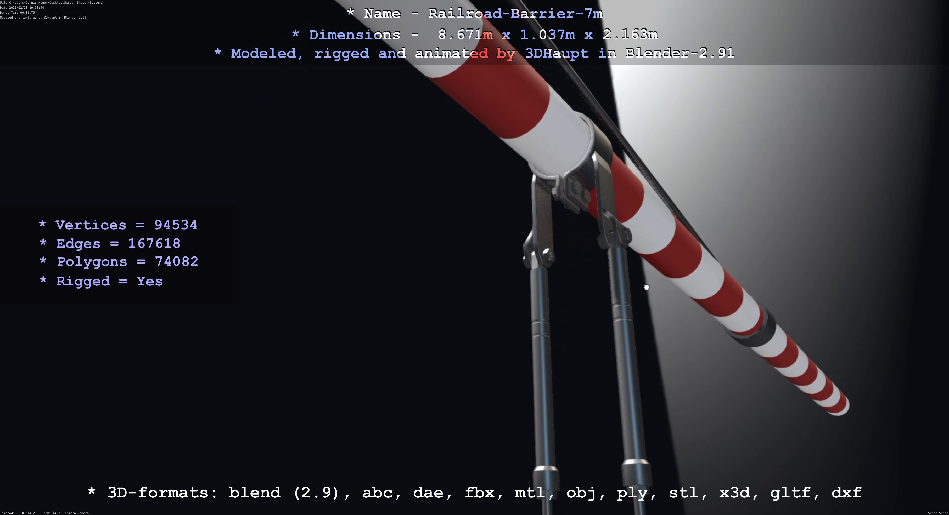 Railroad Barrier 7m High-Poly 3D model_105