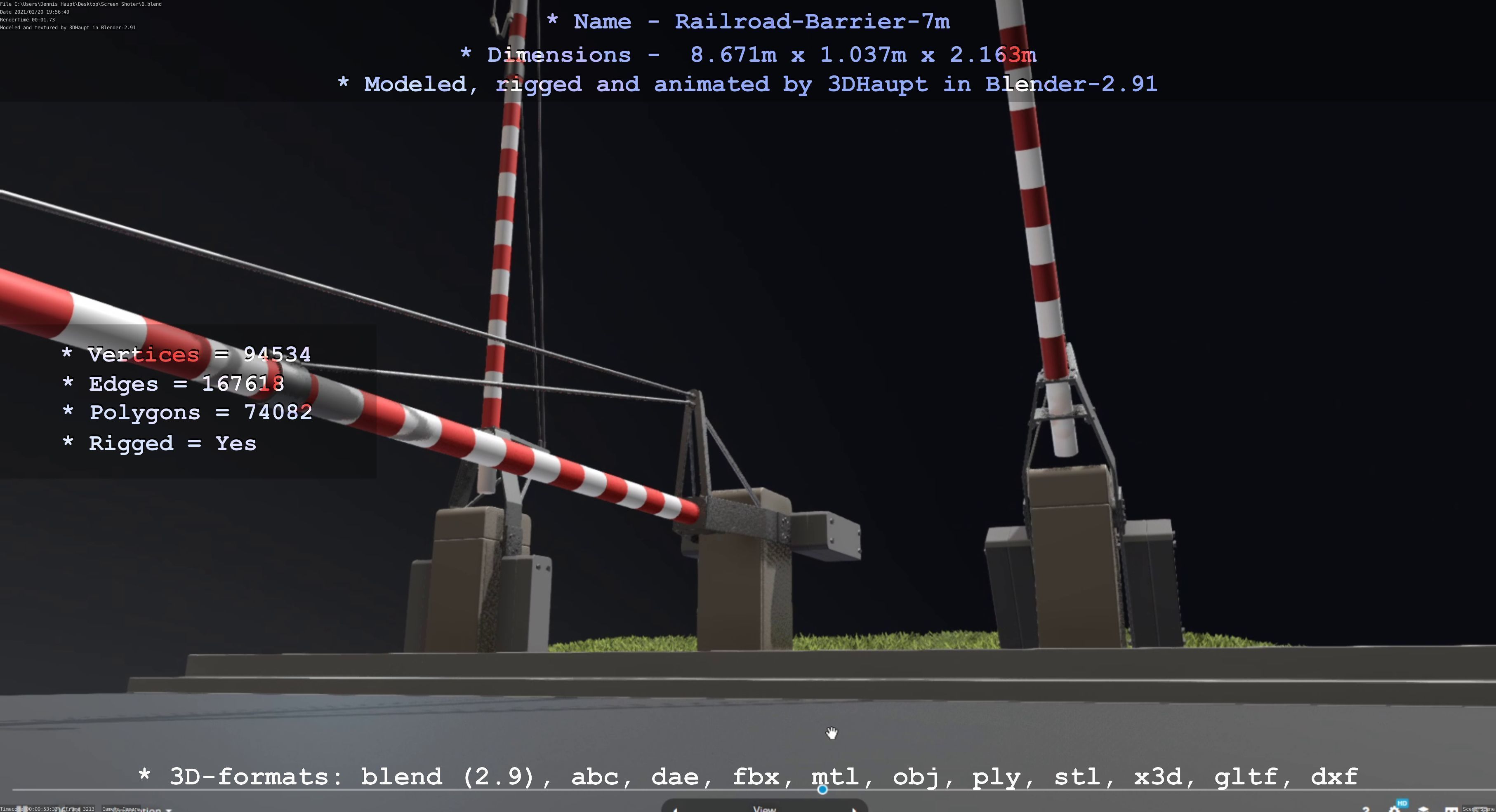 Railroad Barrier 7m High-Poly 3D model_82