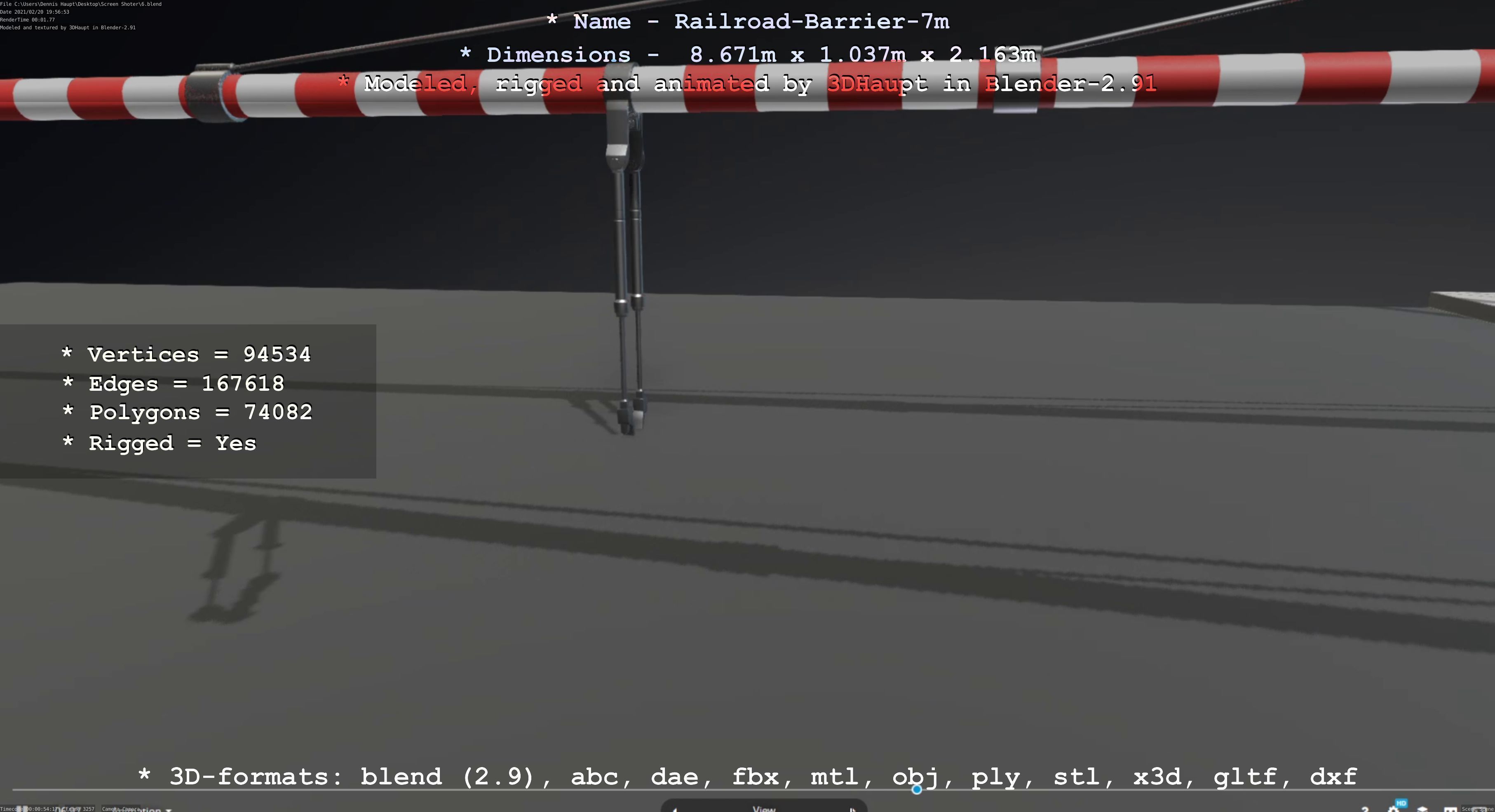 Railroad Barrier 7m High-Poly 3D model_83