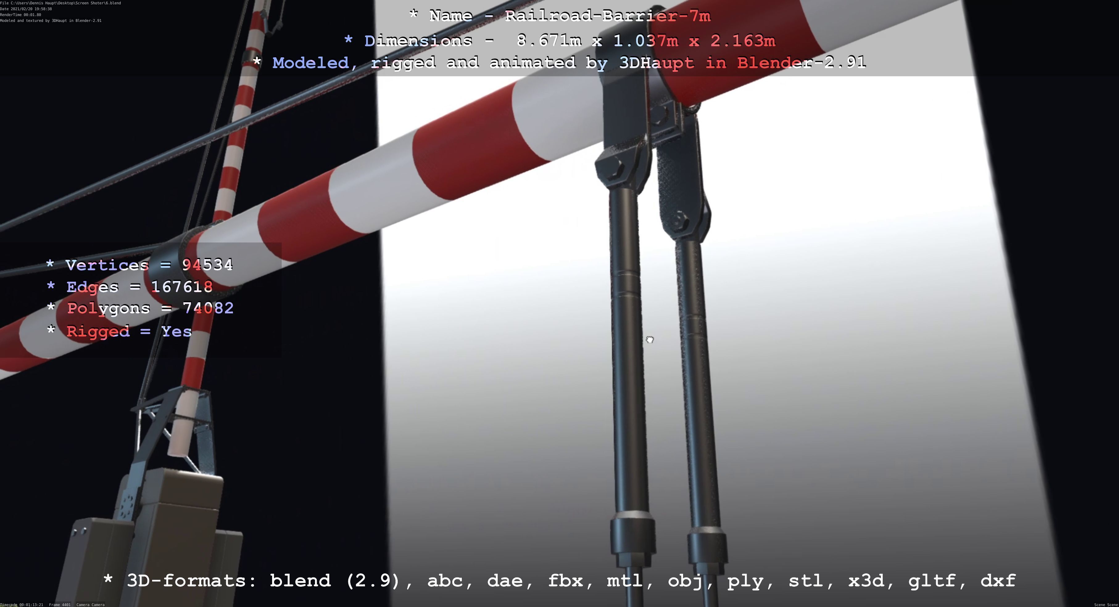 Railroad Barrier 7m High-Poly 3D model_102