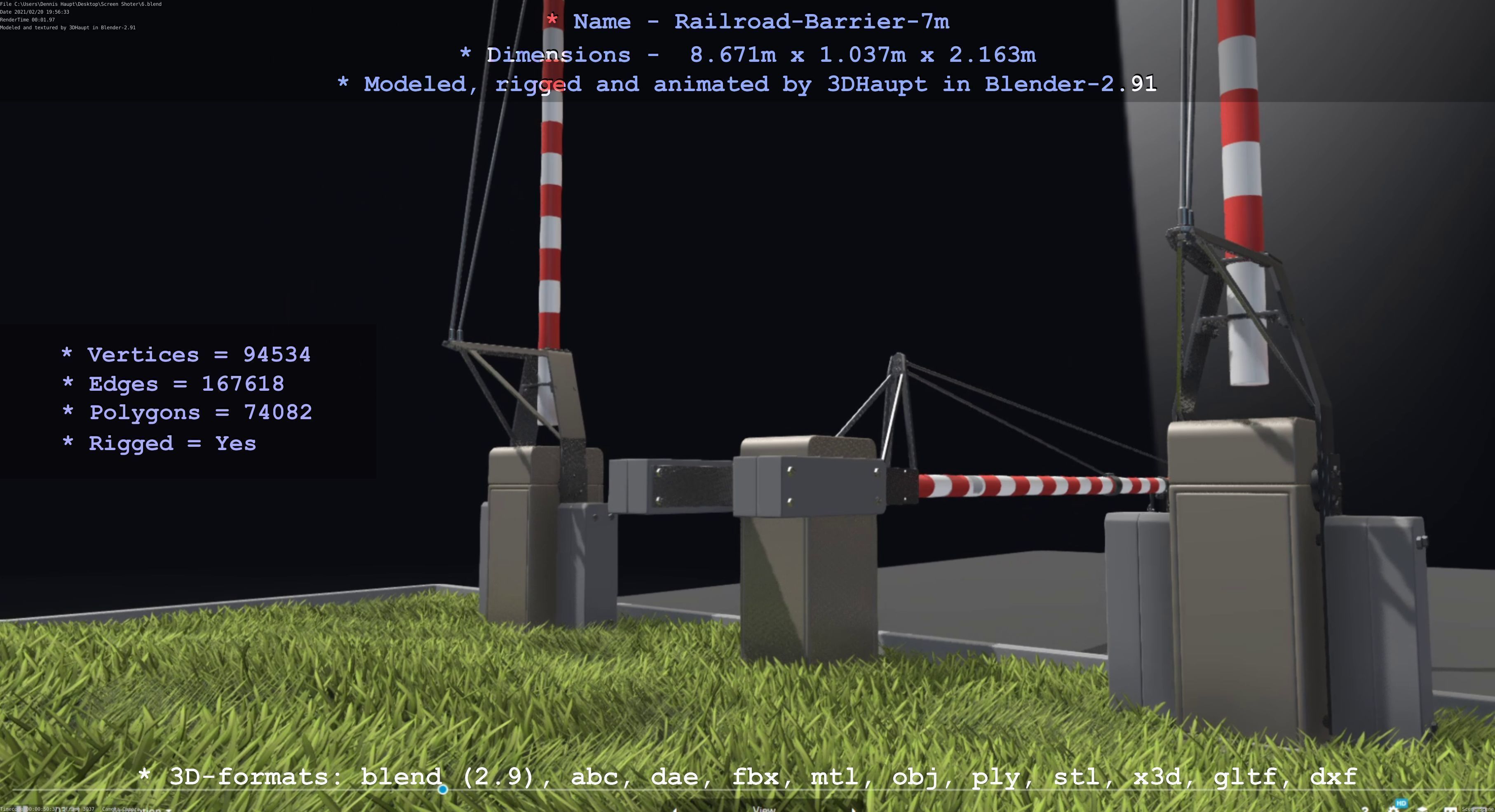 Railroad Barrier 7m High-Poly 3D model_36