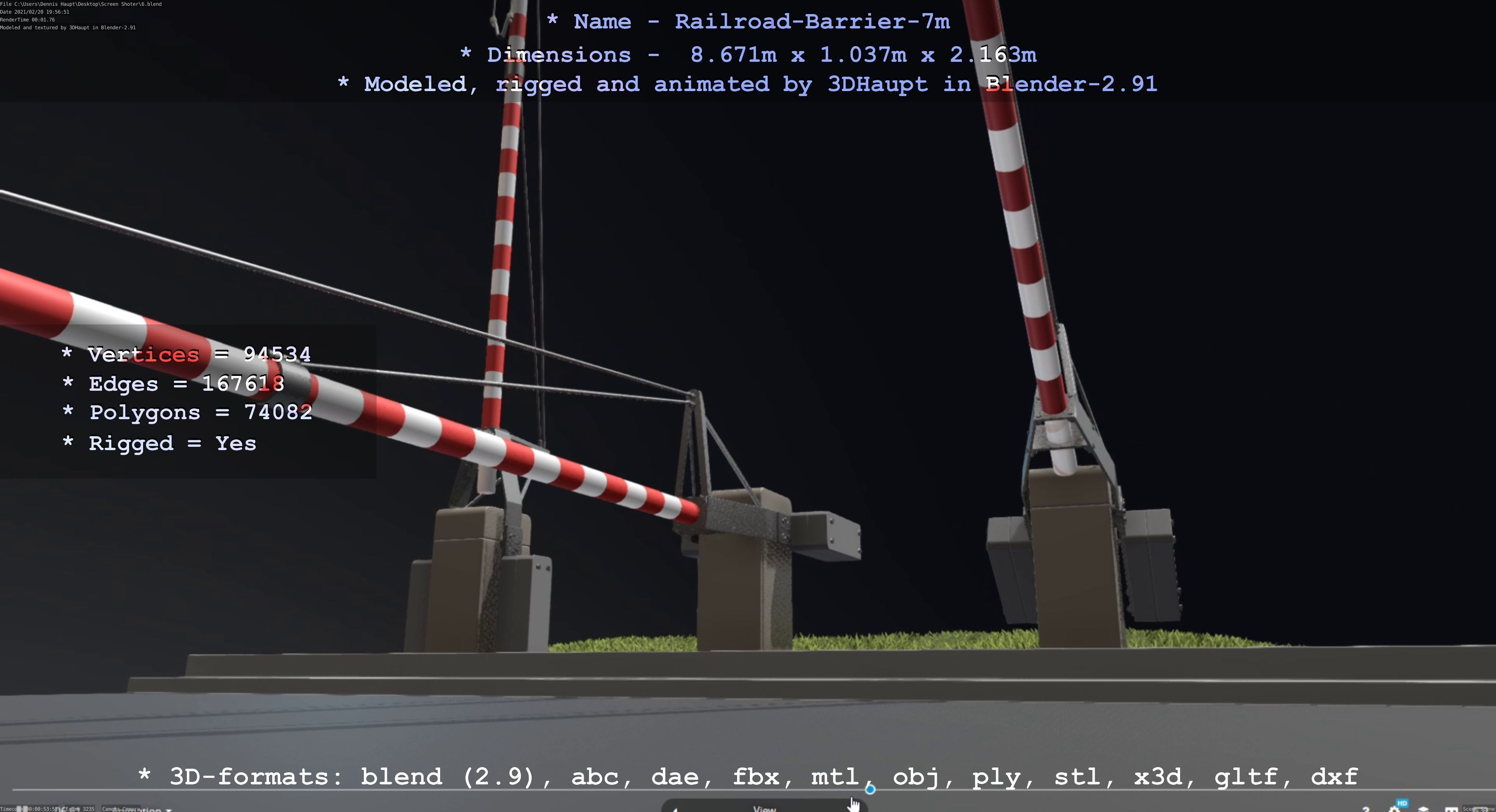 Railroad Barrier 7m High-Poly 3D model_37