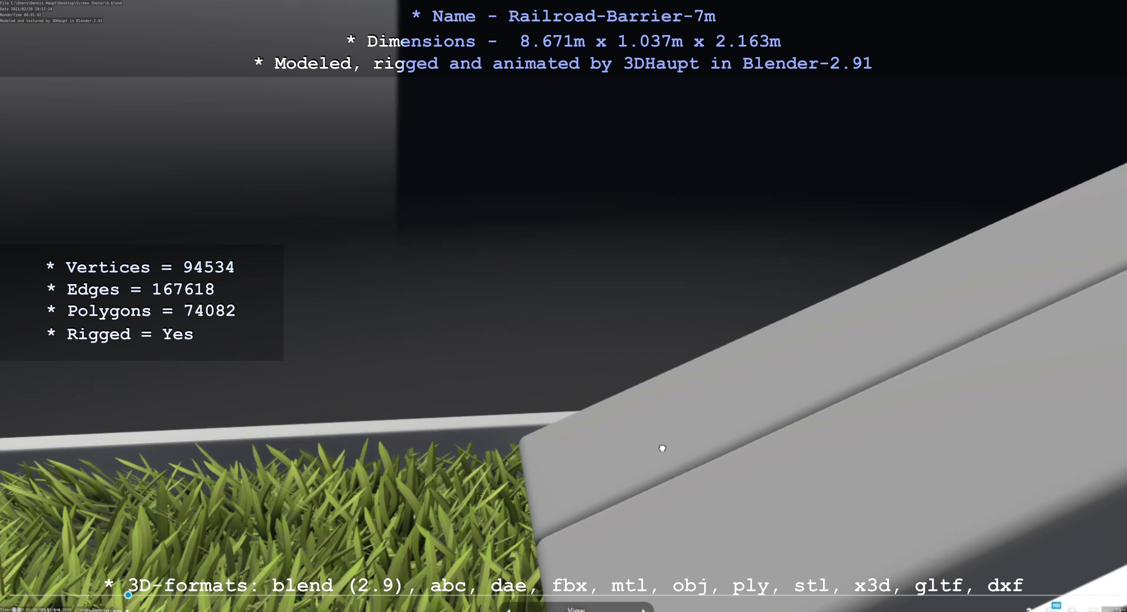 Railroad Barrier 7m High-Poly 3D model_85