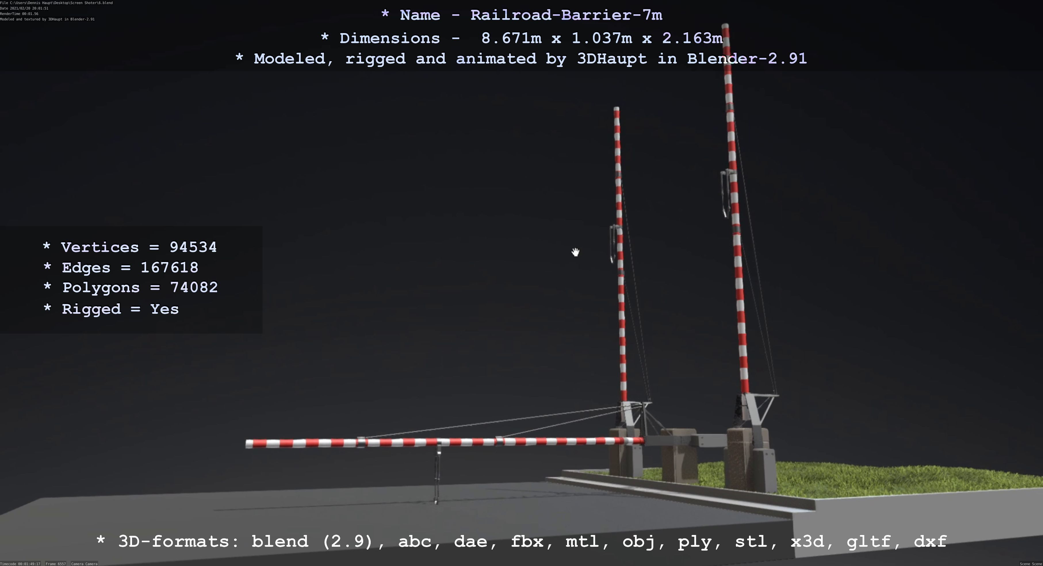 Railroad Barrier 7m High-Poly 3D model_28