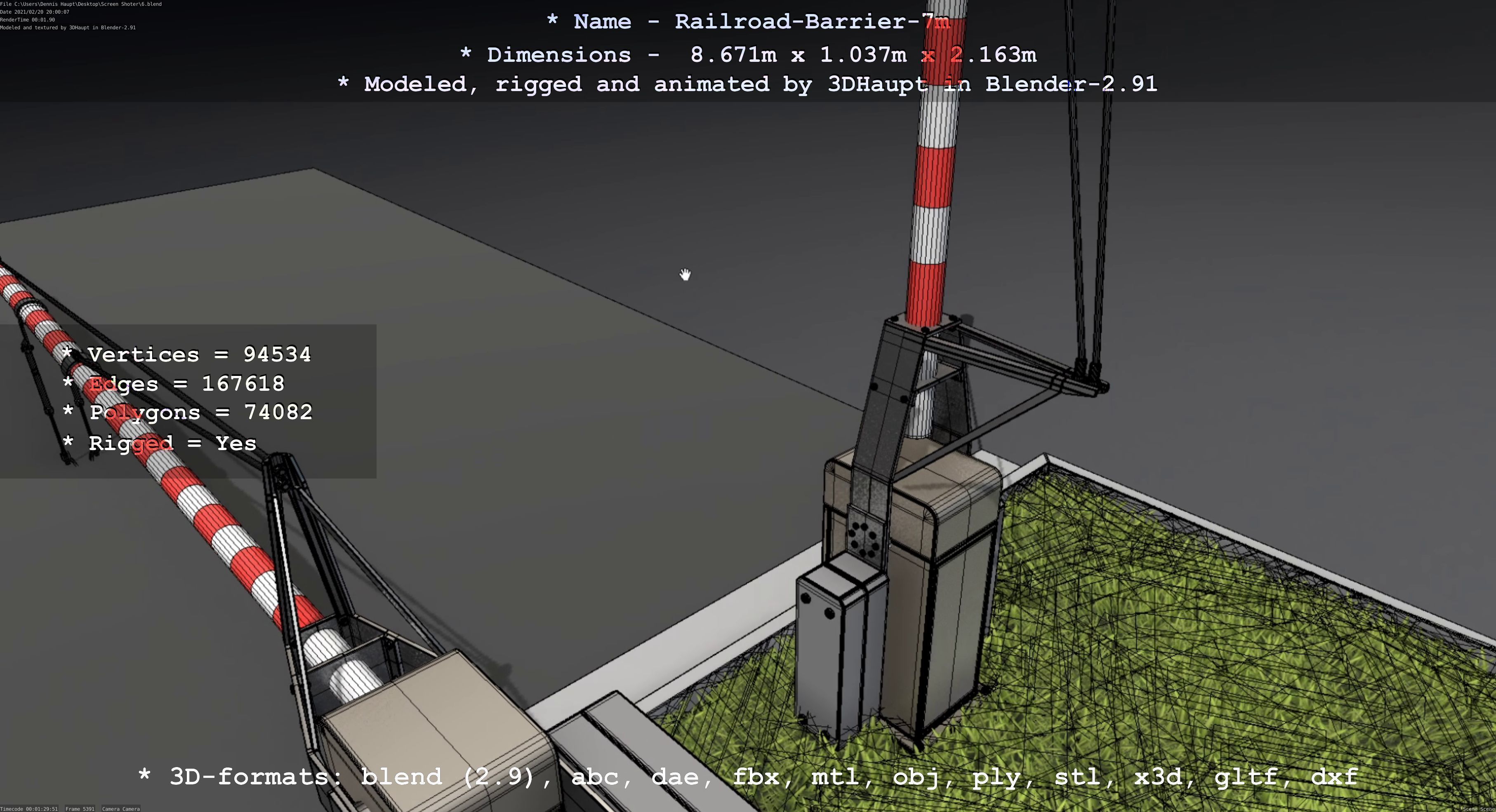Railroad Barrier 7m High-Poly 3D model_16