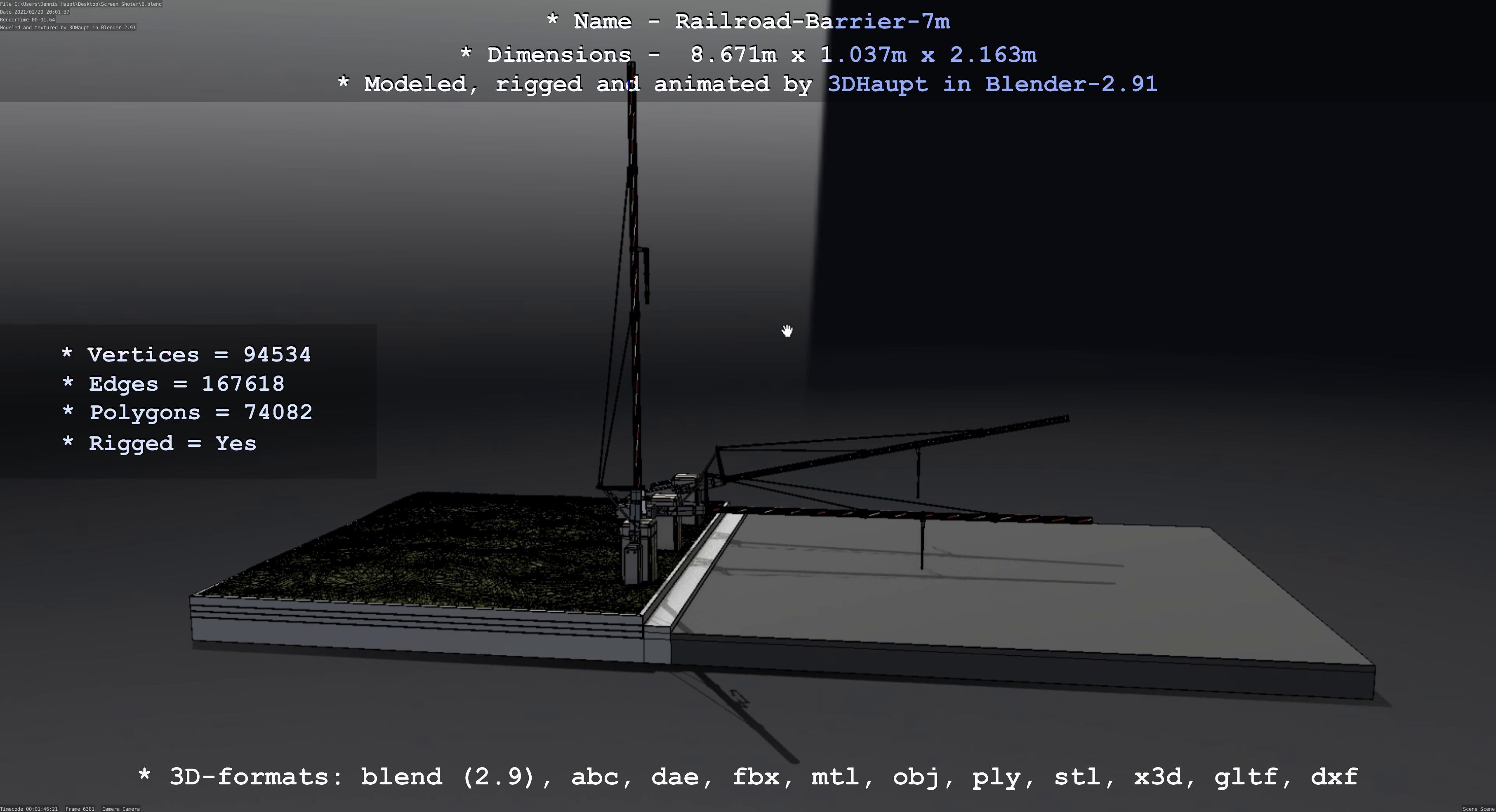 Railroad Barrier 7m High-Poly 3D model_64