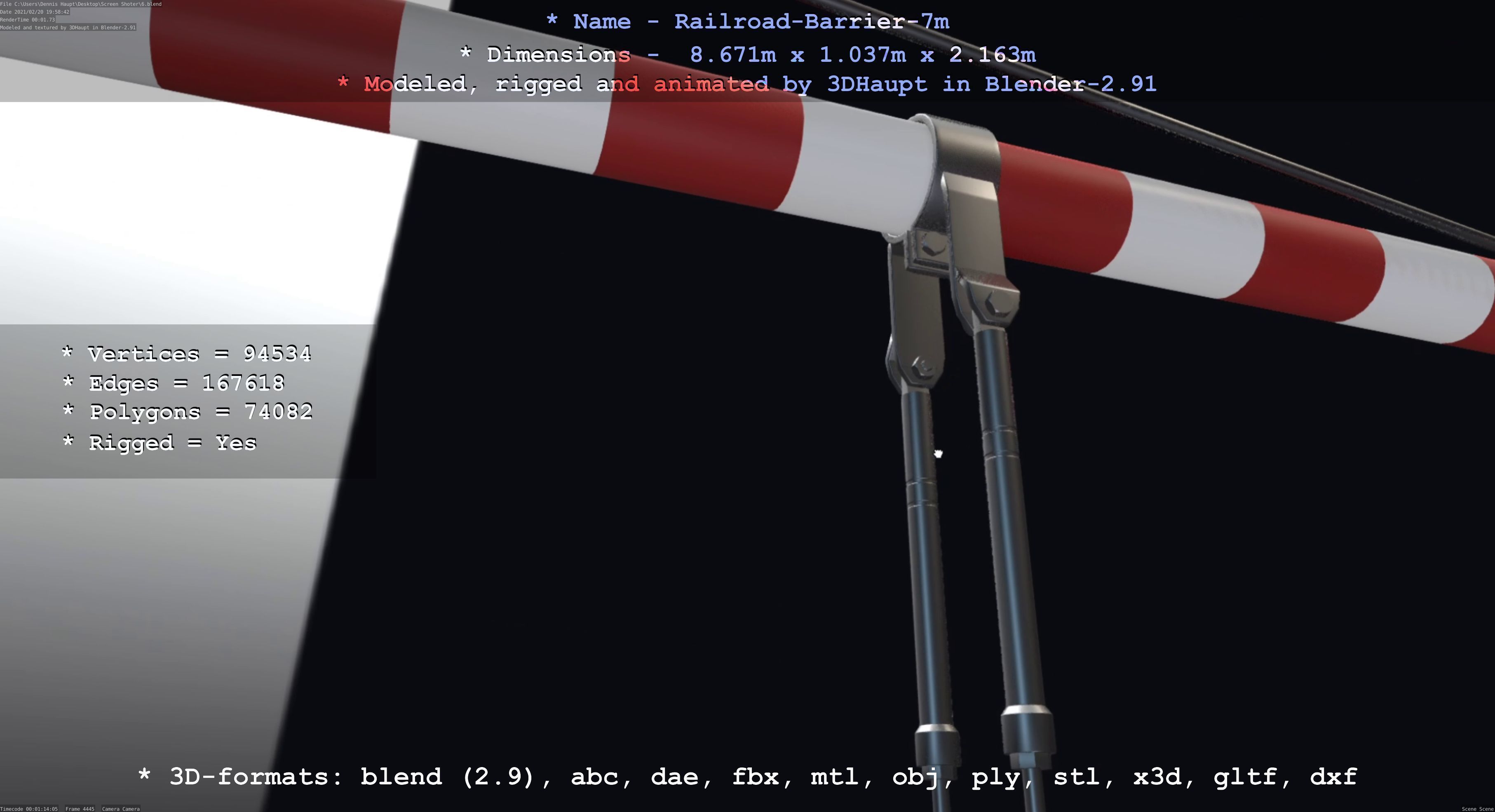 Railroad Barrier 7m High-Poly 3D model_104