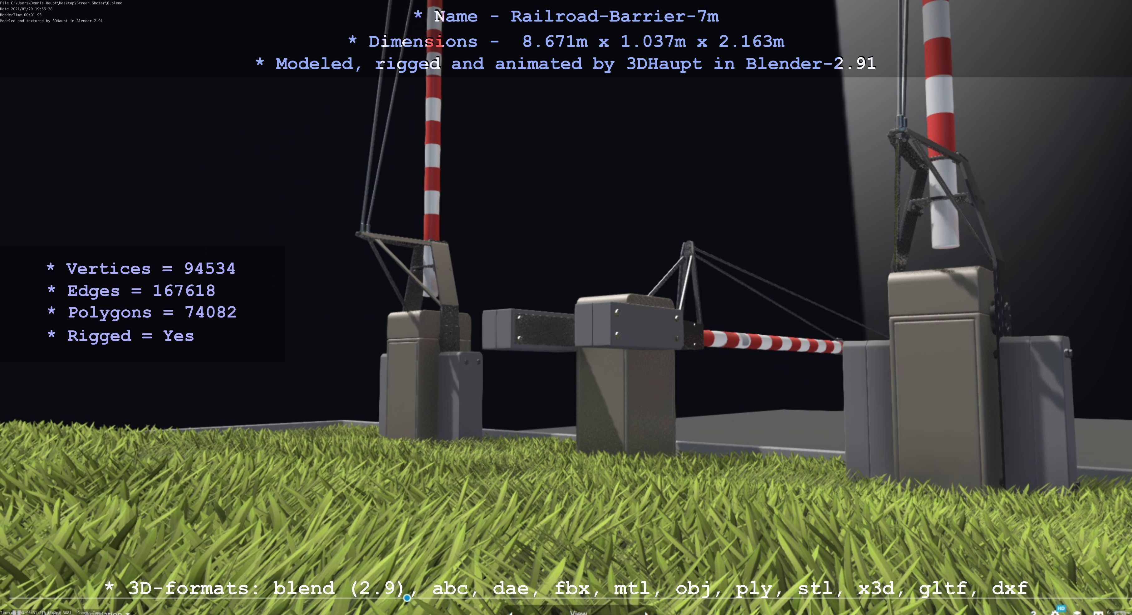 Railroad Barrier 7m High-Poly 3D model_75