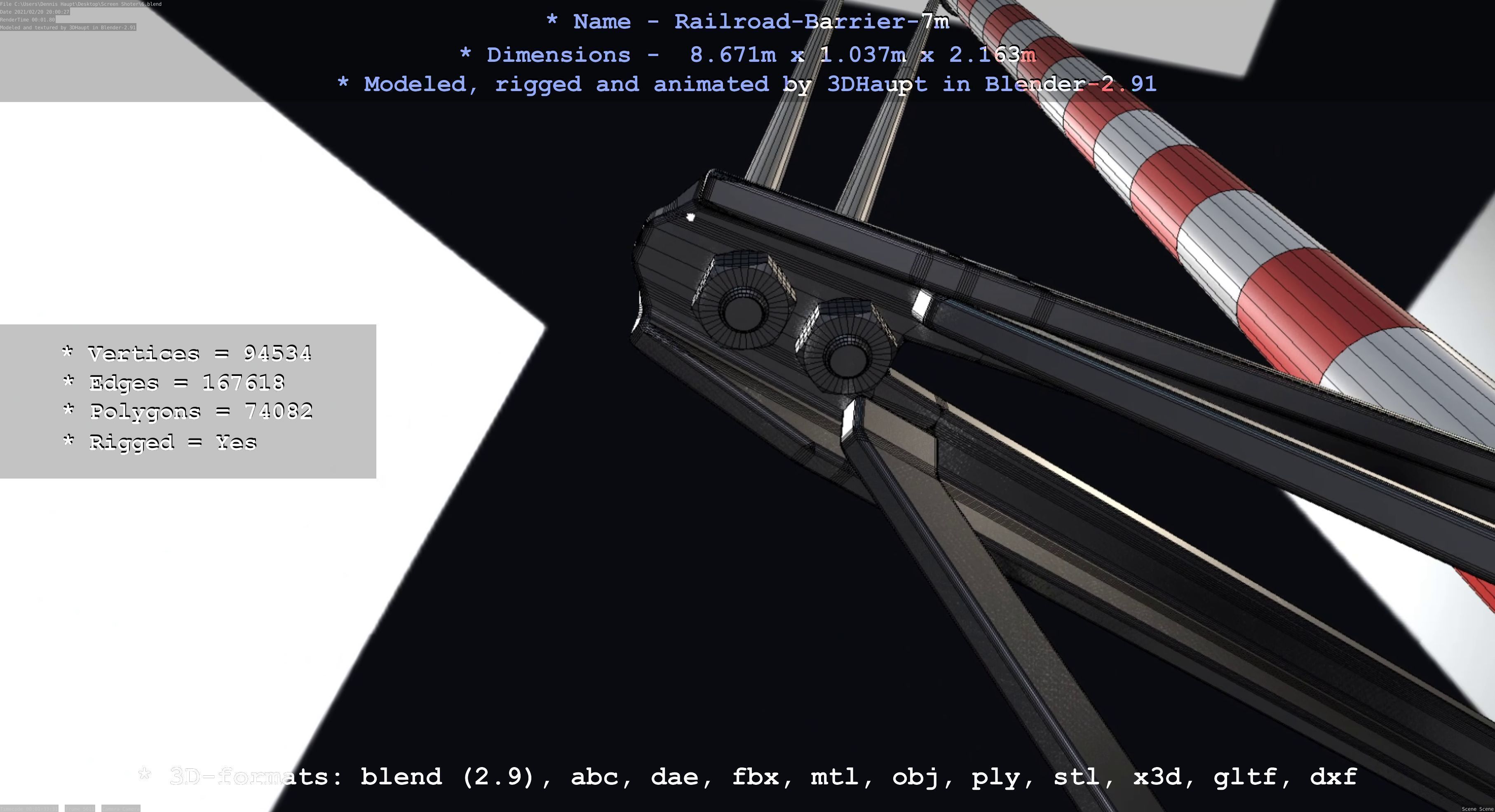 Railroad Barrier 7m High-Poly 3D model_20