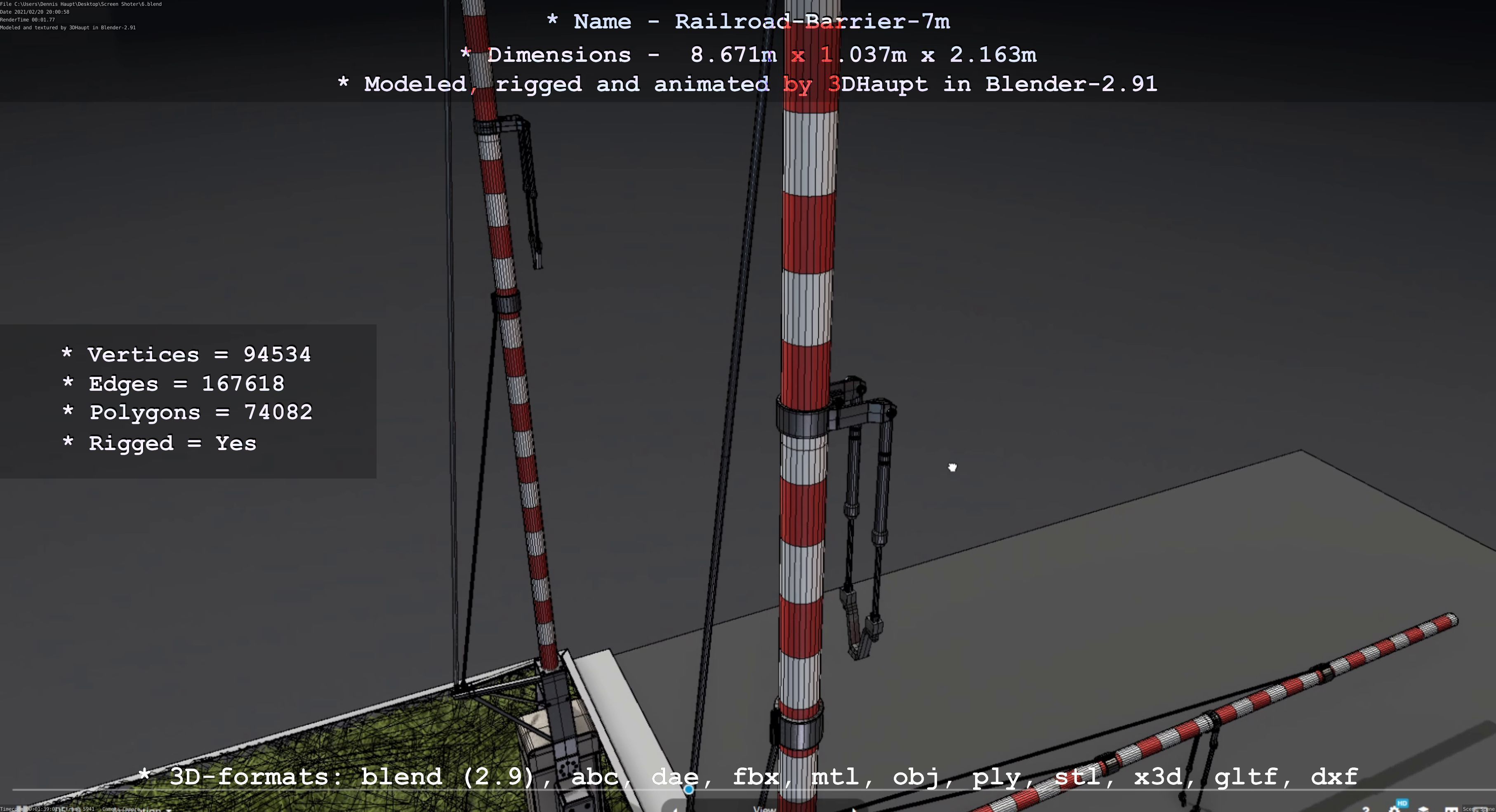Railroad Barrier 7m High-Poly 3D model_23