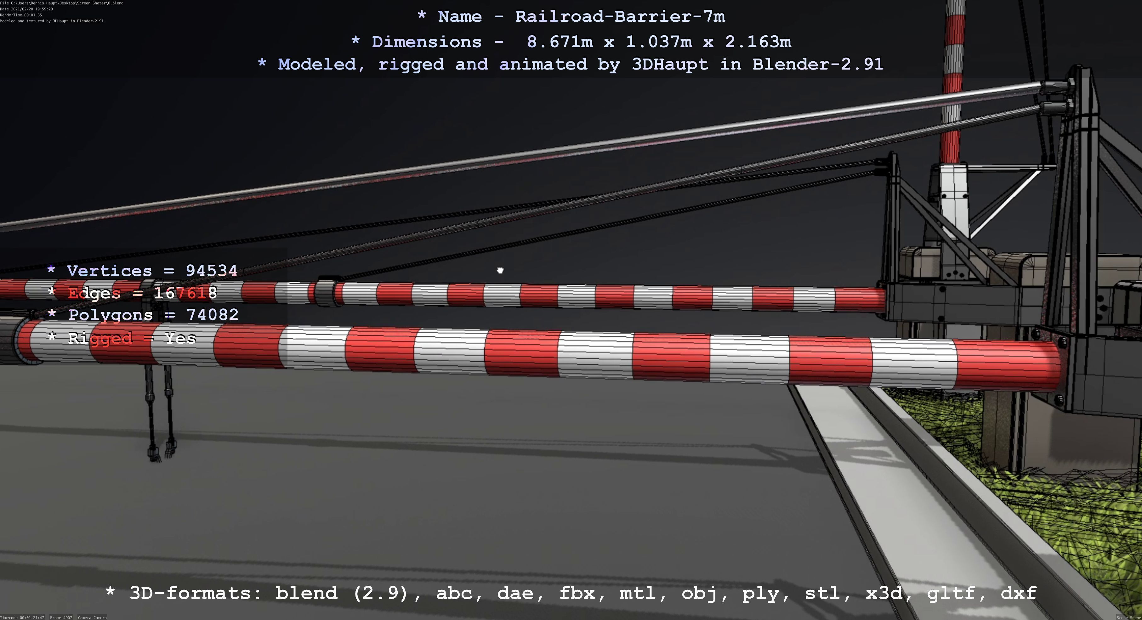 Railroad Barrier 7m High-Poly 3D model_110