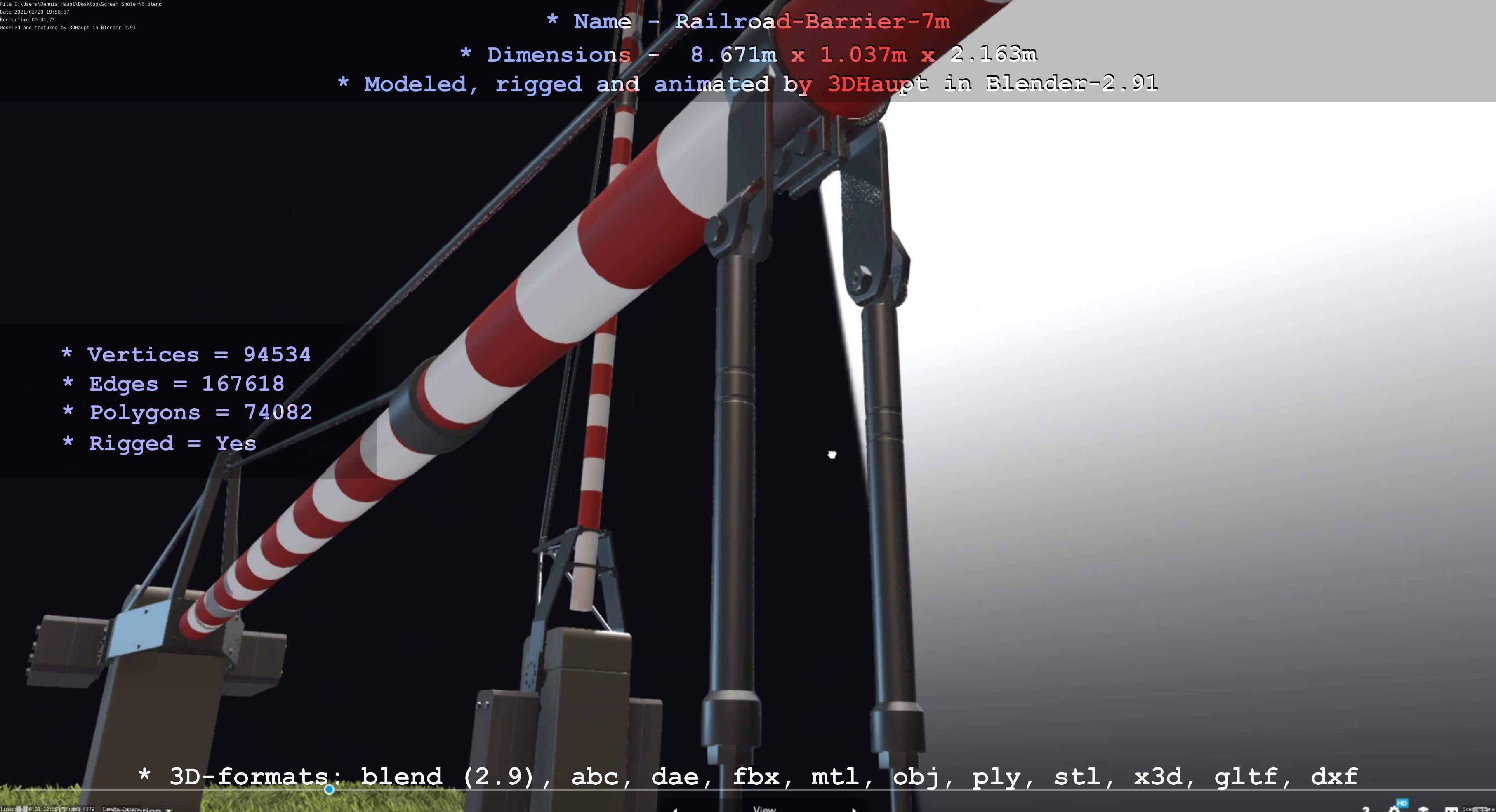 Railroad Barrier 7m High-Poly 3D model_101