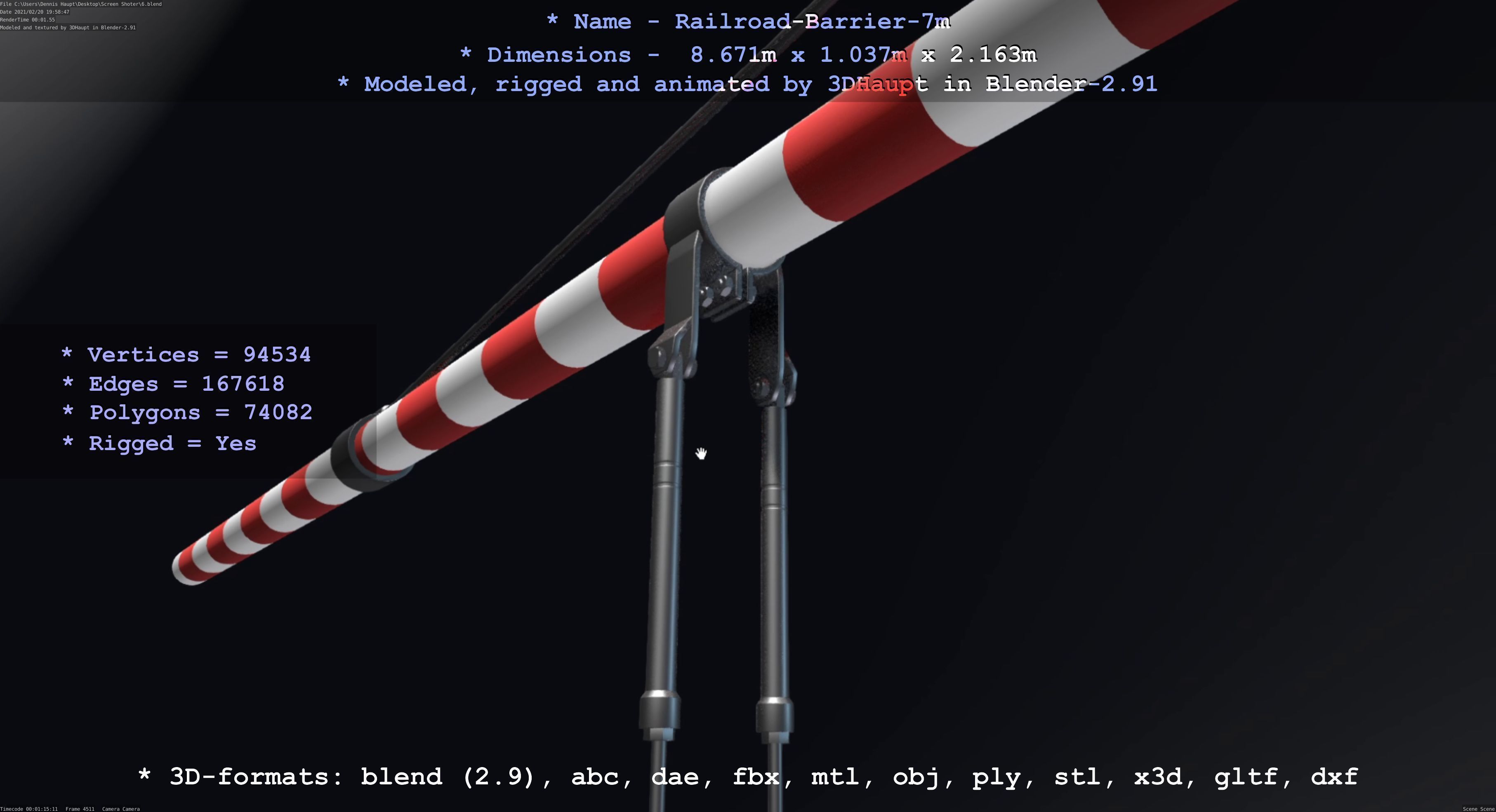 Railroad Barrier 7m High-Poly 3D model_107