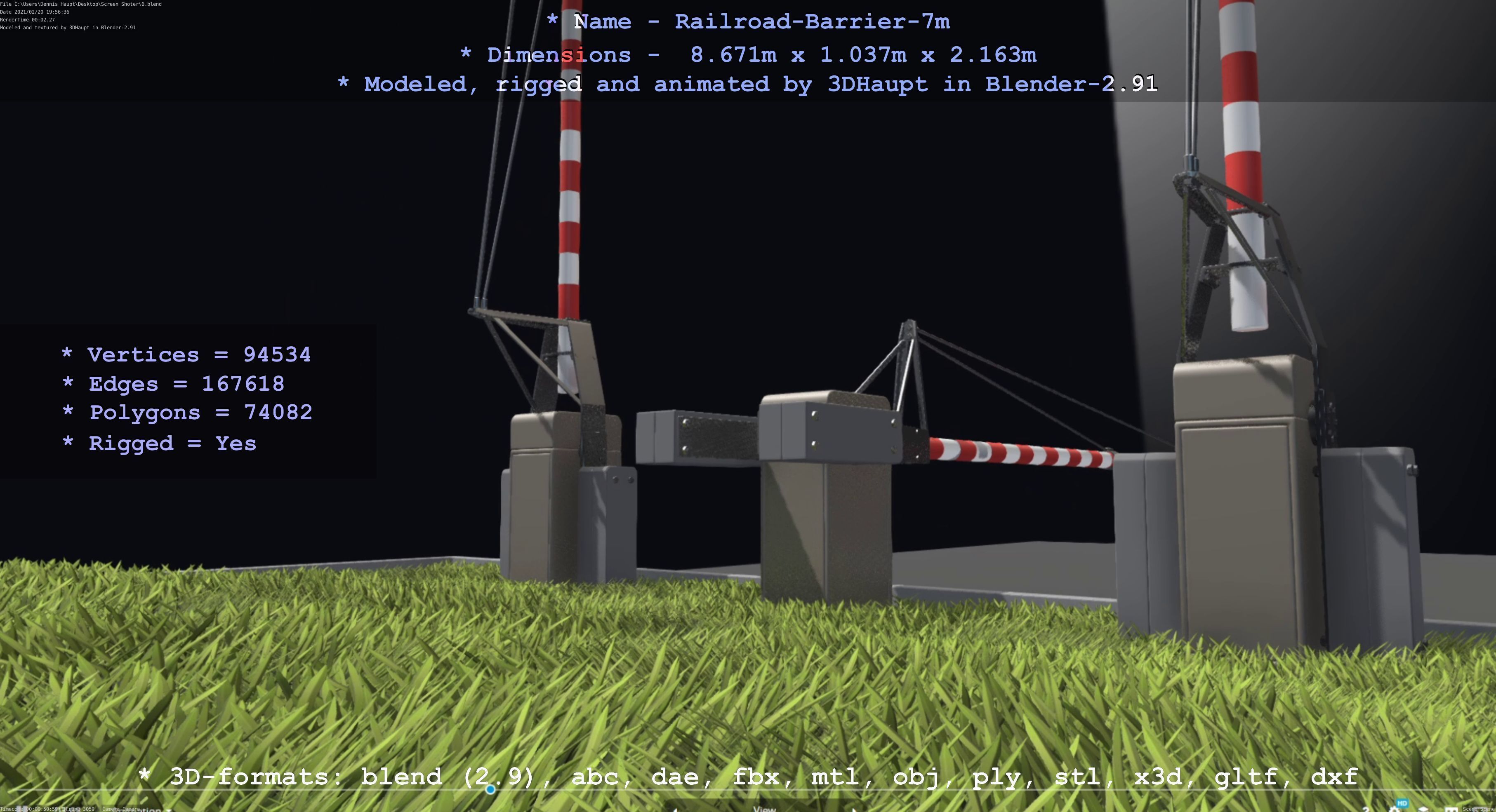 Railroad Barrier 7m High-Poly 3D model_74