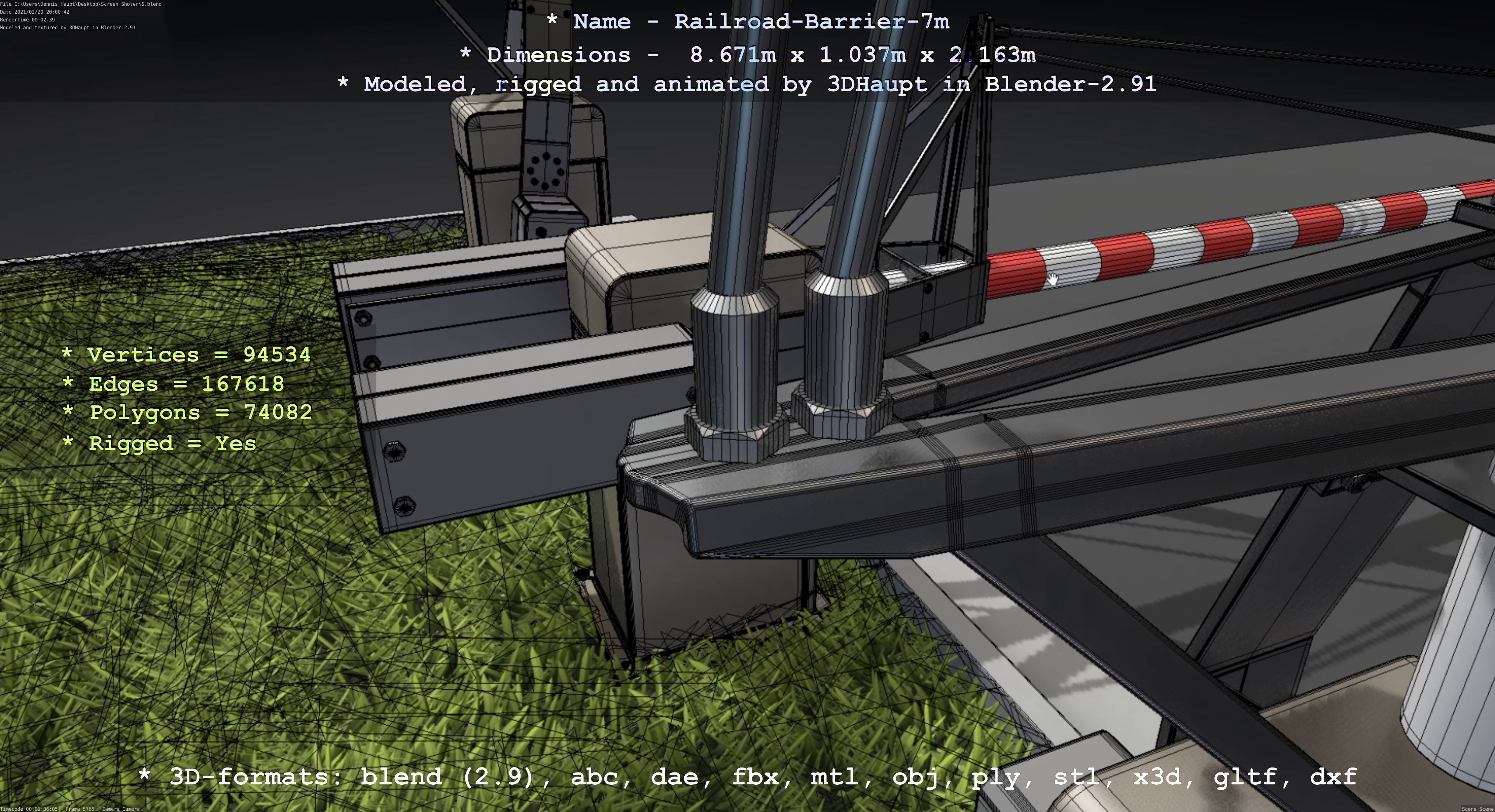 Railroad Barrier 7m High-Poly 3D model_50