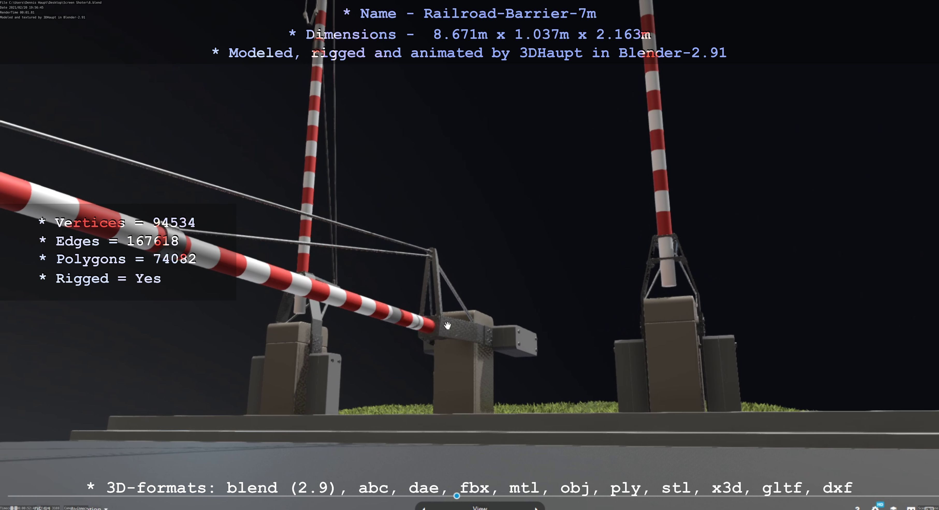 Railroad Barrier 7m High-Poly 3D model_80