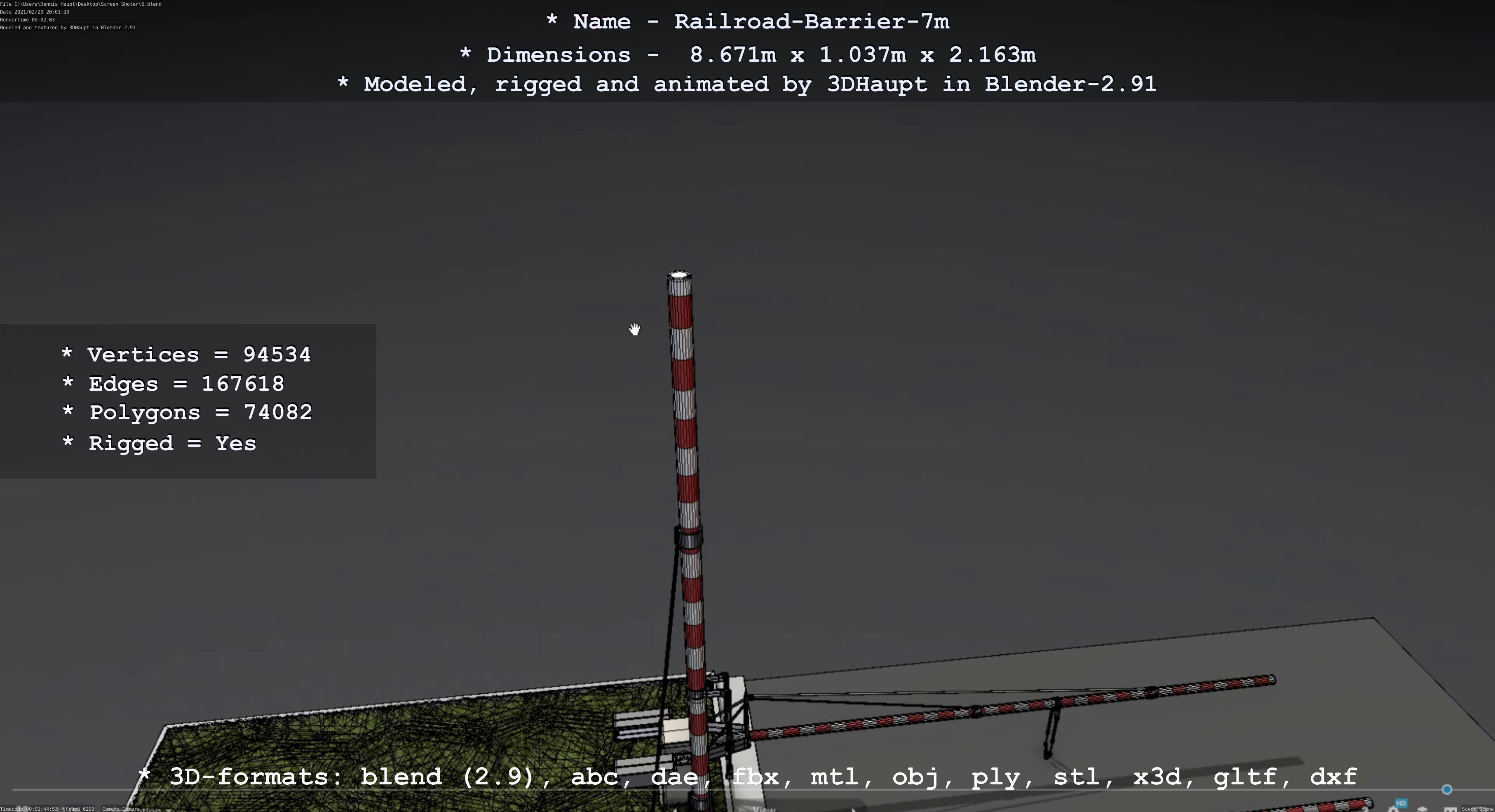 Railroad Barrier 7m High-Poly 3D model_26