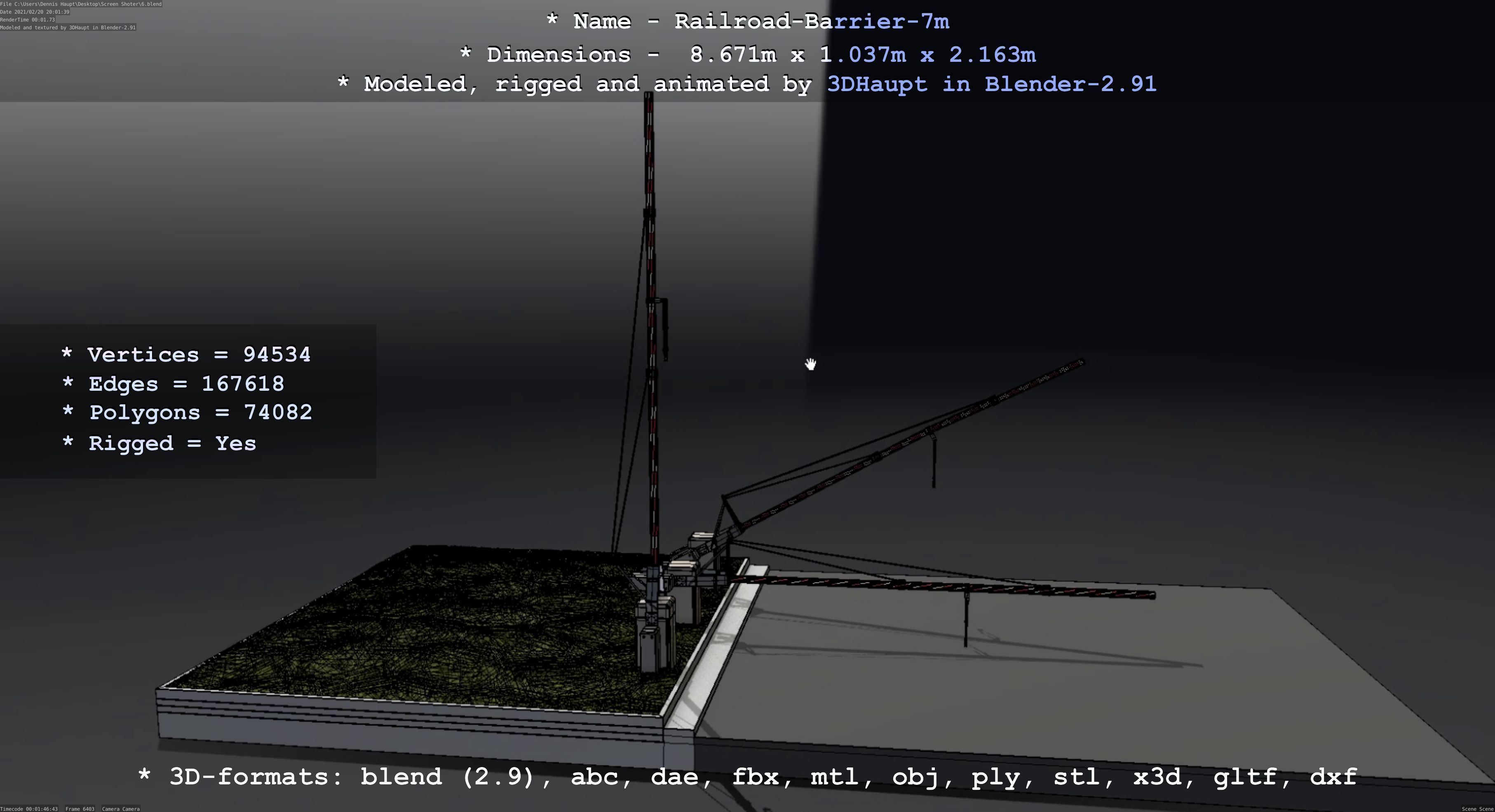 Railroad Barrier 7m High-Poly 3D model_65