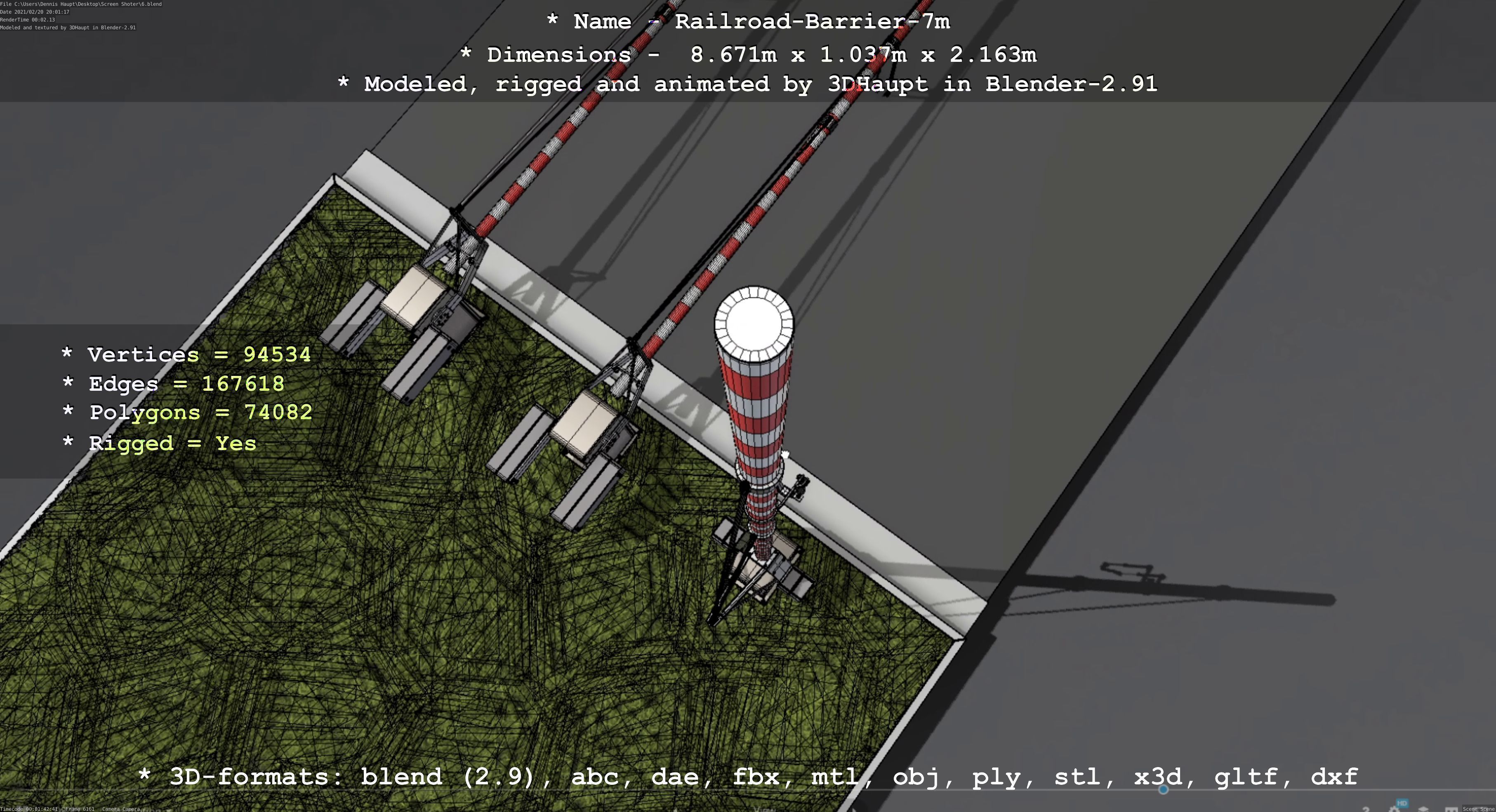 Railroad Barrier 7m High-Poly 3D model_55