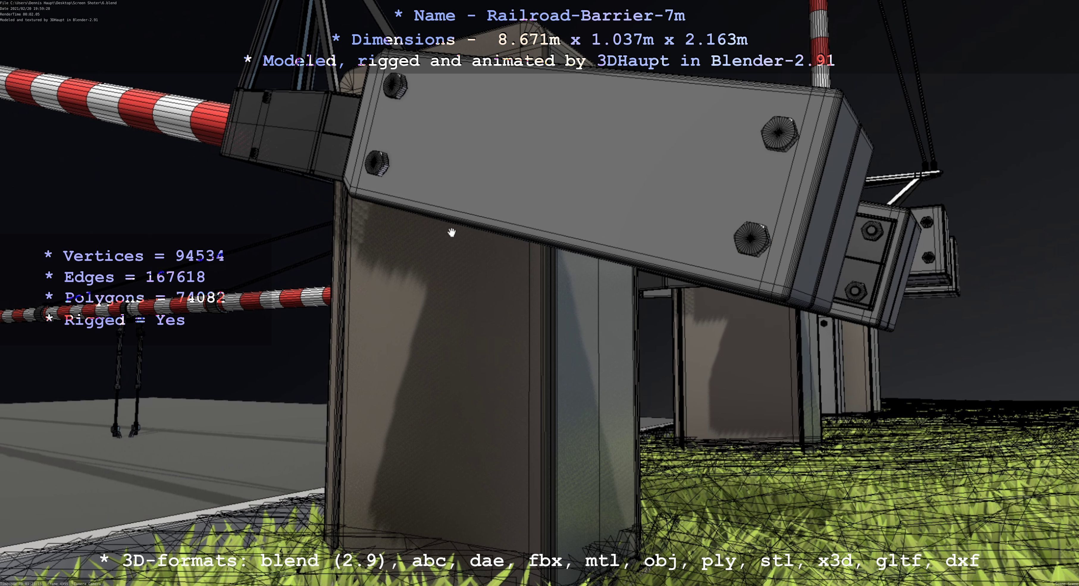 Railroad Barrier 7m High-Poly 3D model_56