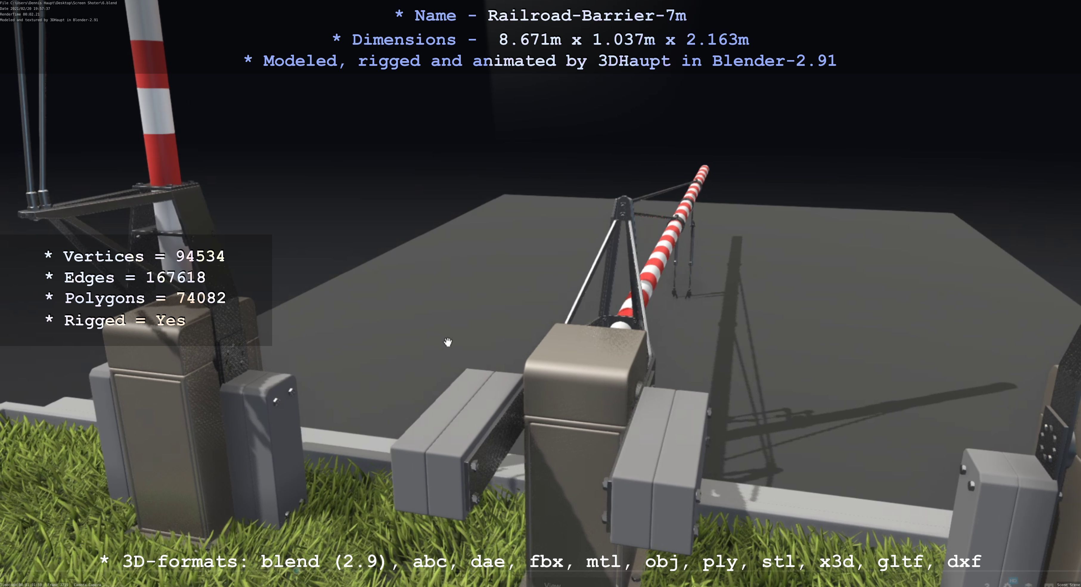 Railroad Barrier 7m High-Poly 3D model_90