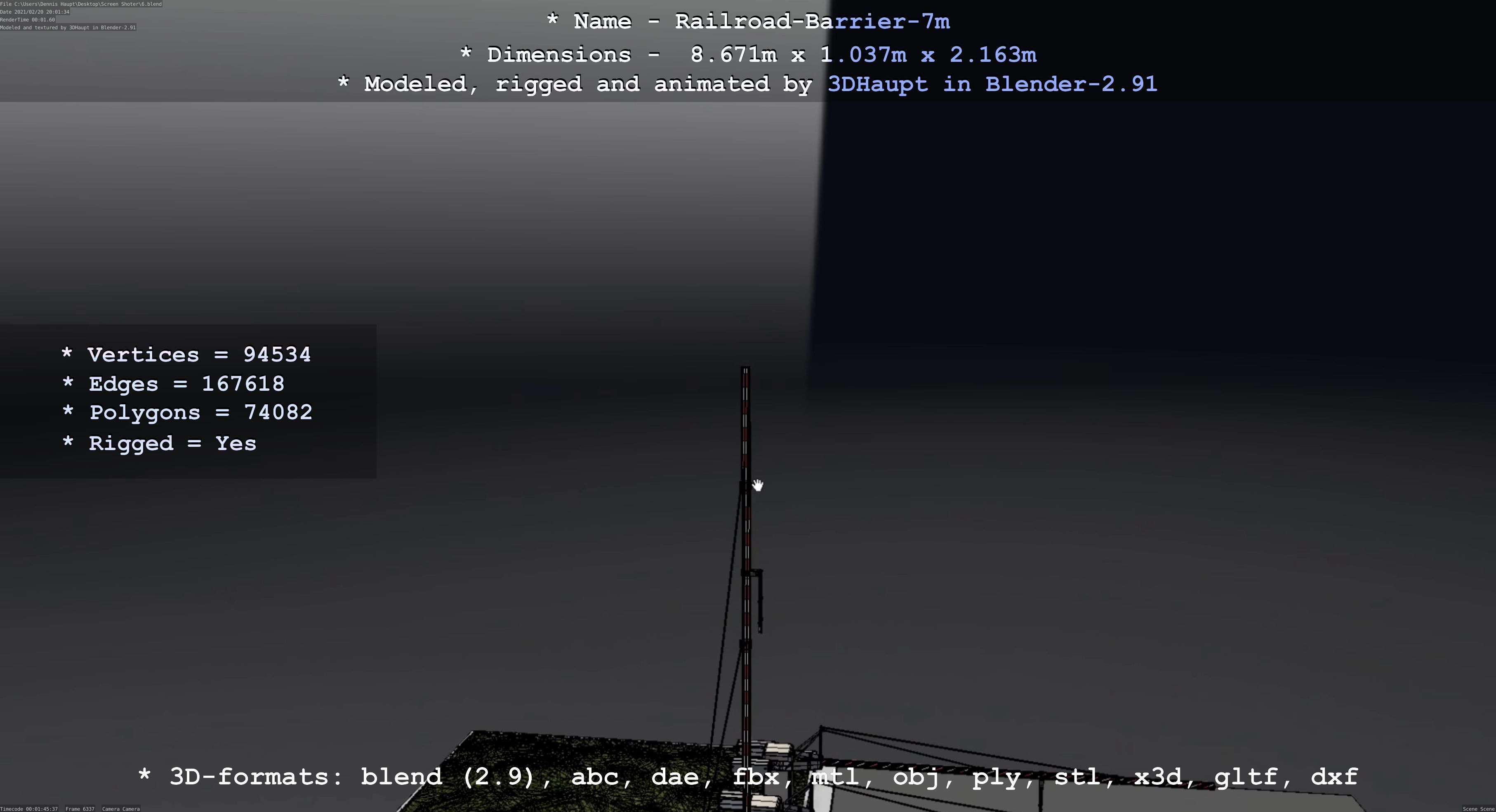 Railroad Barrier 7m High-Poly 3D model_62