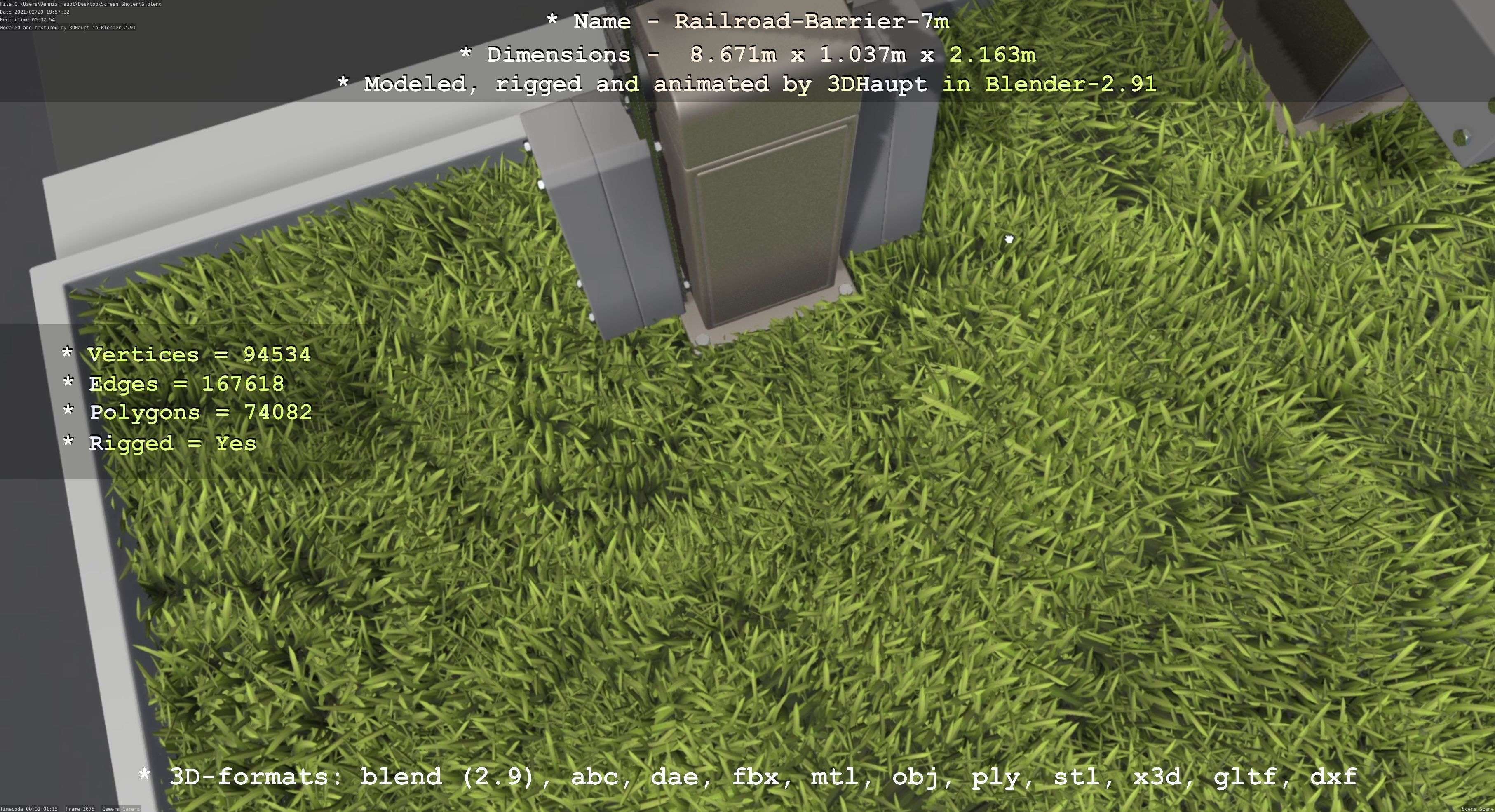 Railroad Barrier 7m High-Poly 3D model_88