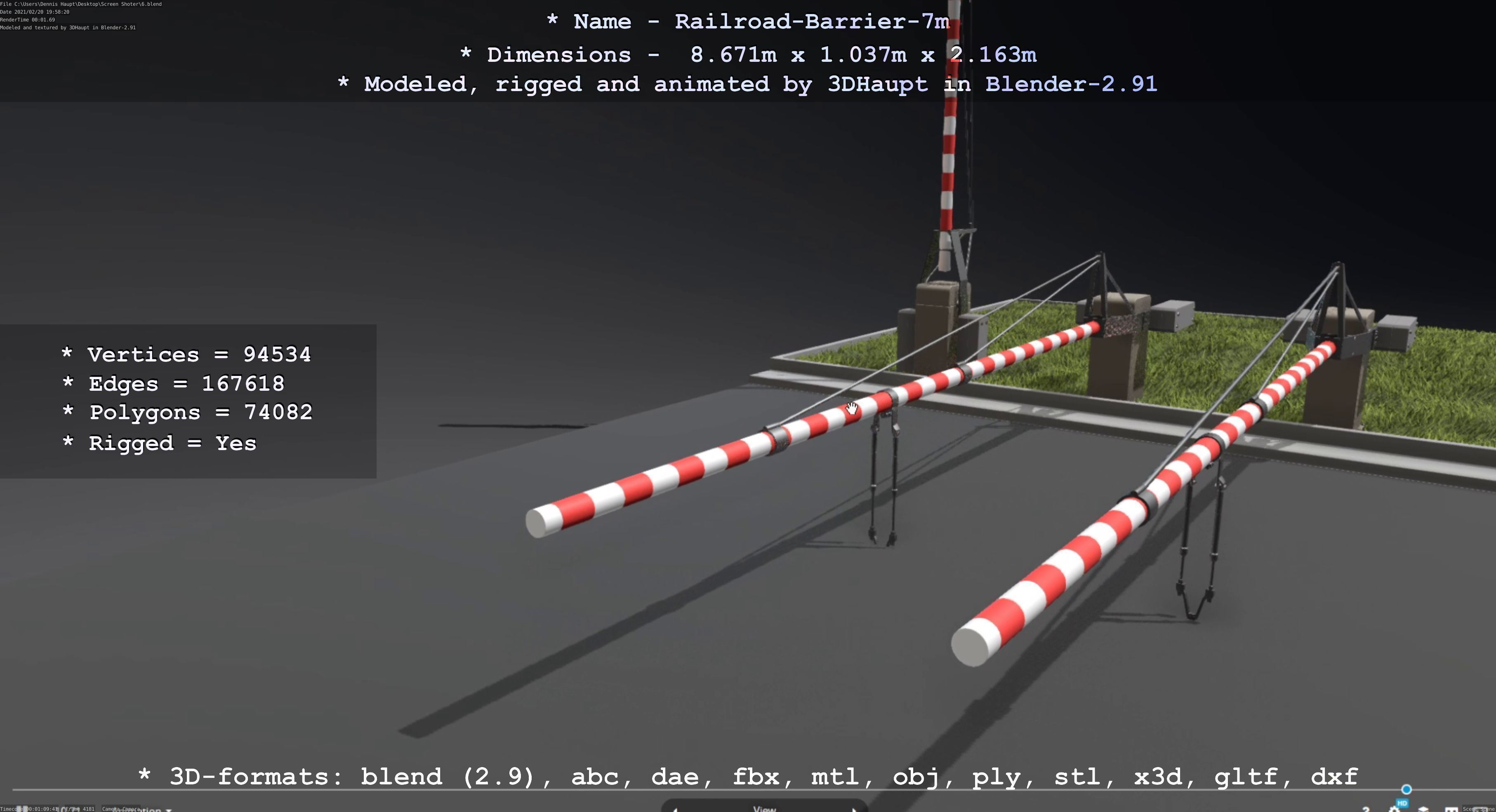 Railroad Barrier 7m High-Poly 3D model_44