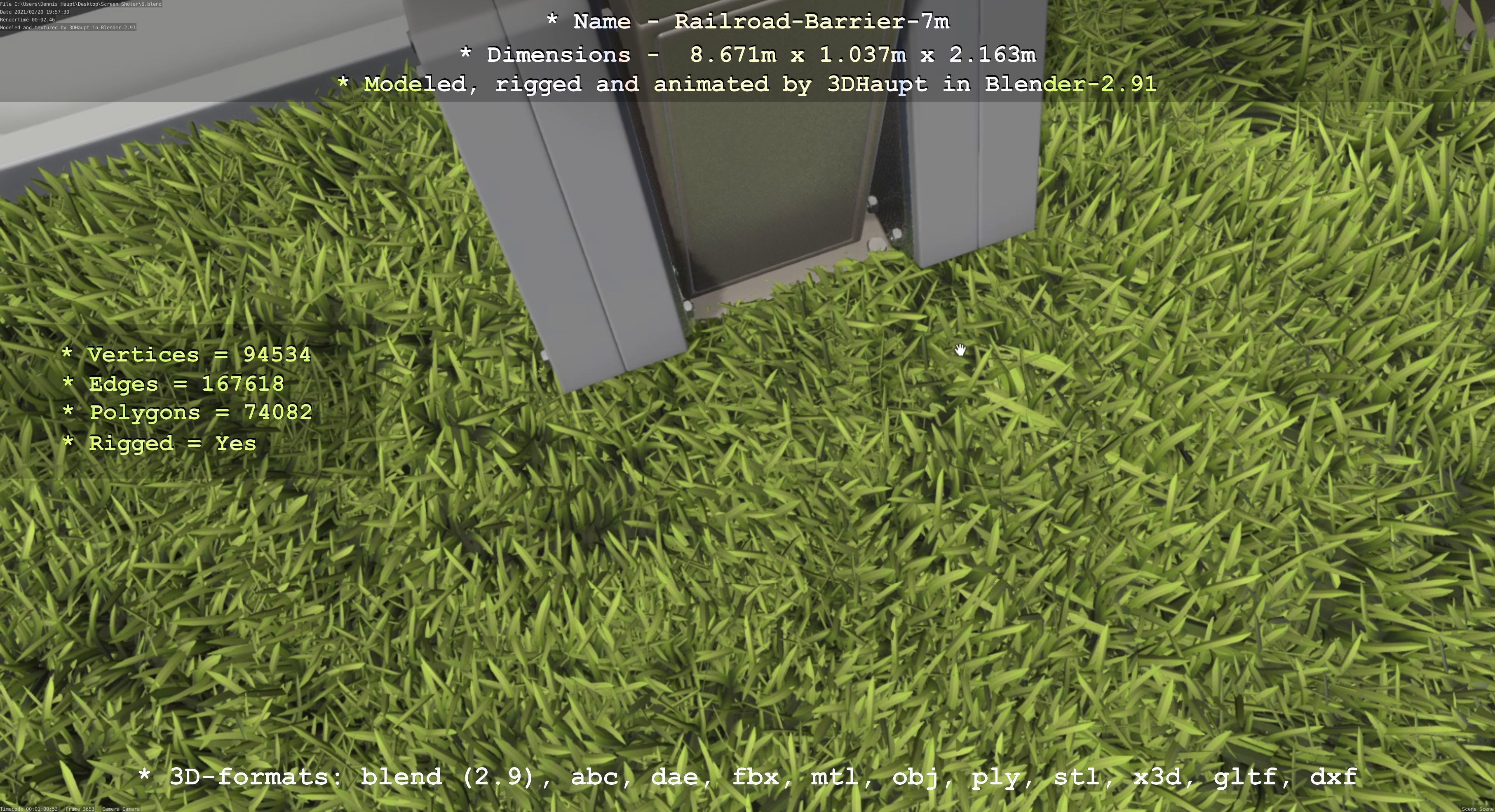 Railroad Barrier 7m High-Poly 3D model_87