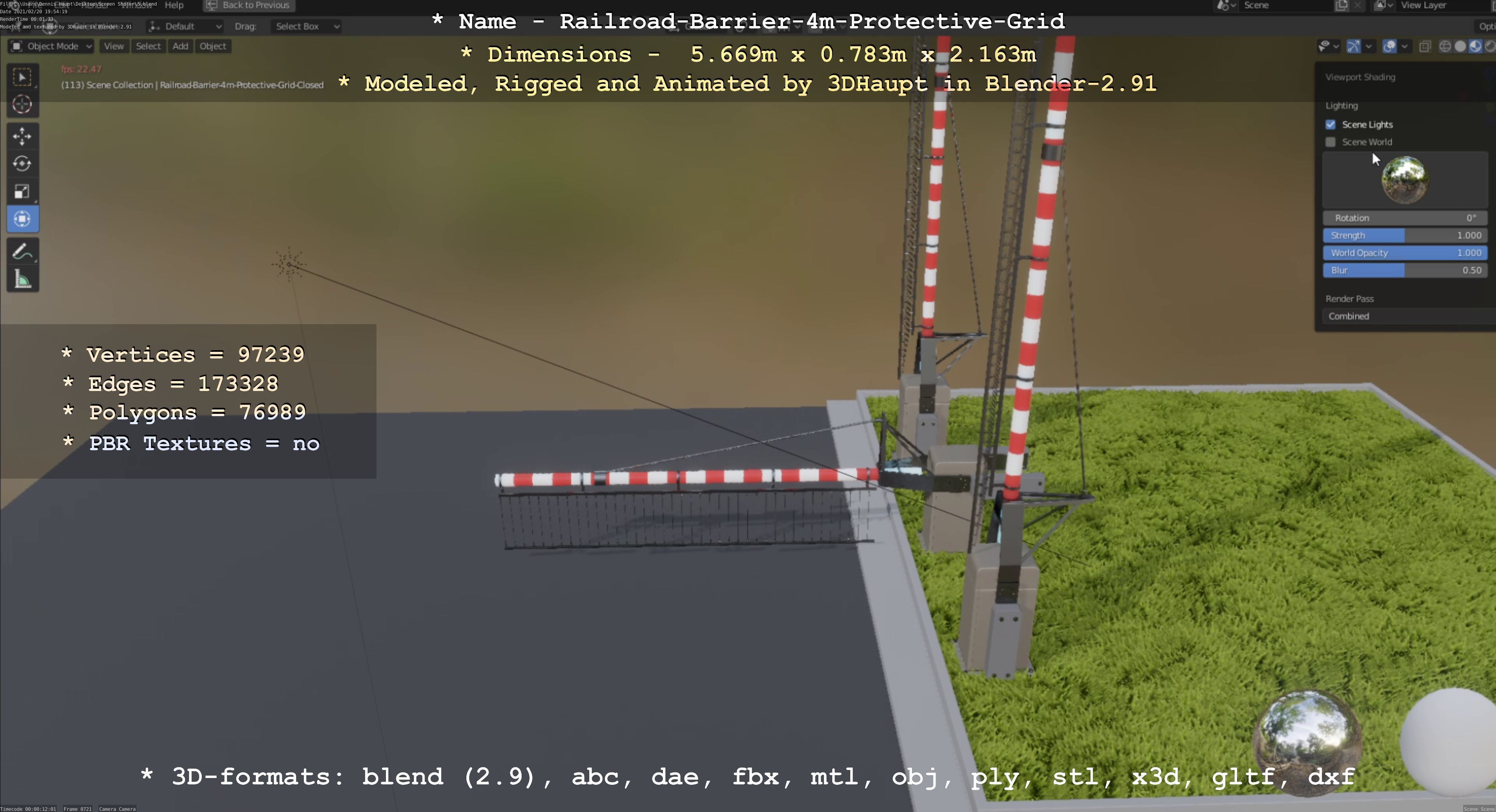 Railroad Barrier 4m High-Poly Protective Grid 3D model_88