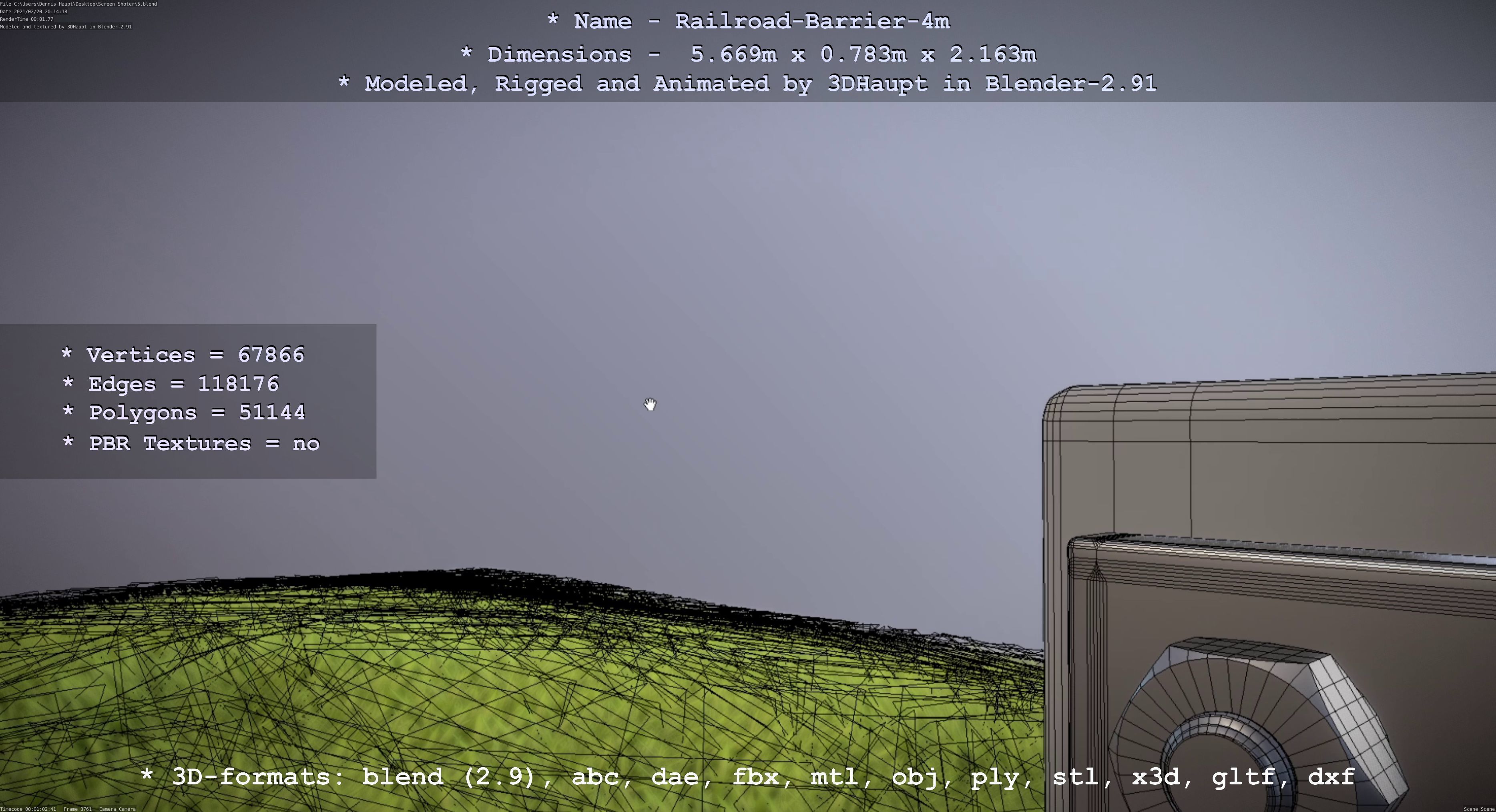 Railroad Barrier 4m High-Poly 3D model_84