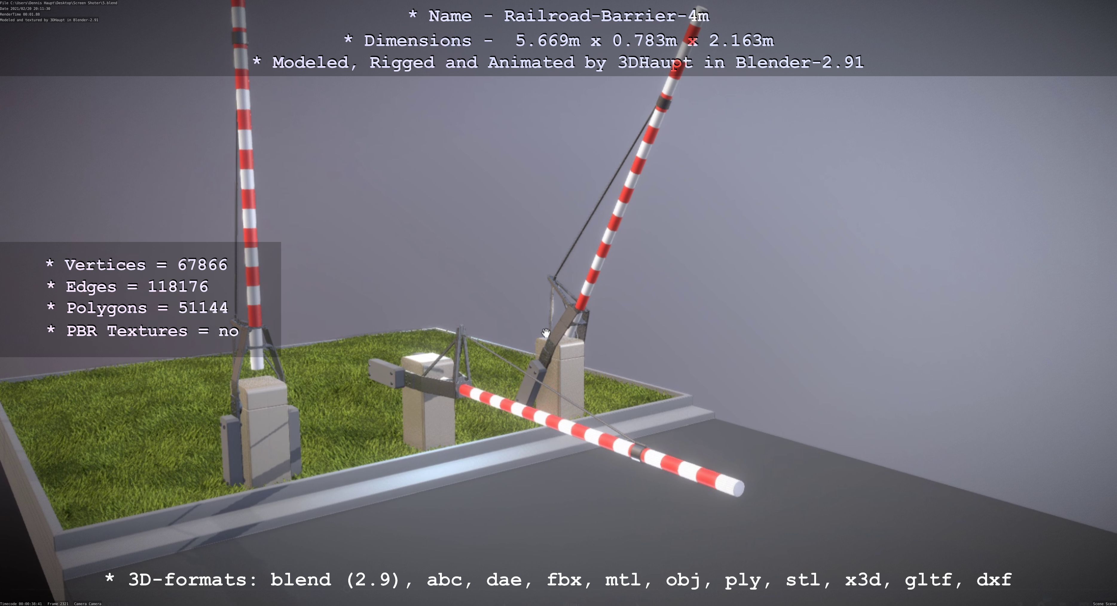 Railroad Barrier 4m High-Poly 3D model_44