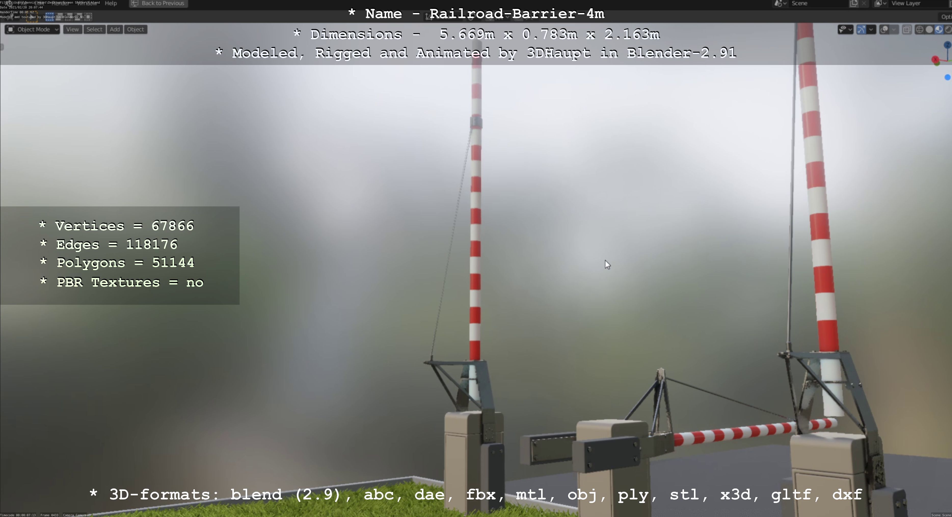 Railroad Barrier 4m High-Poly 3D model_13