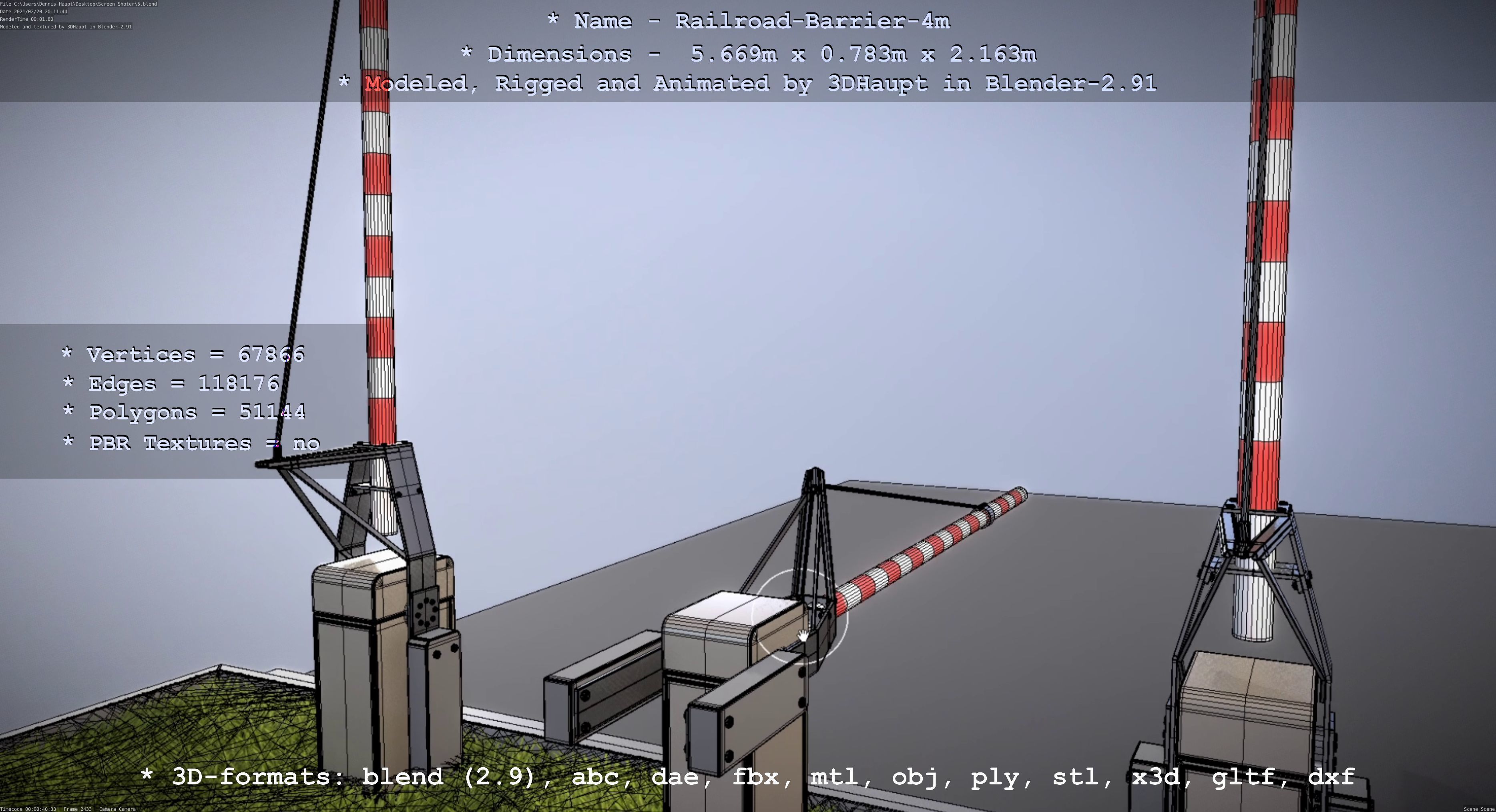 Railroad Barrier 4m High-Poly 3D model_50