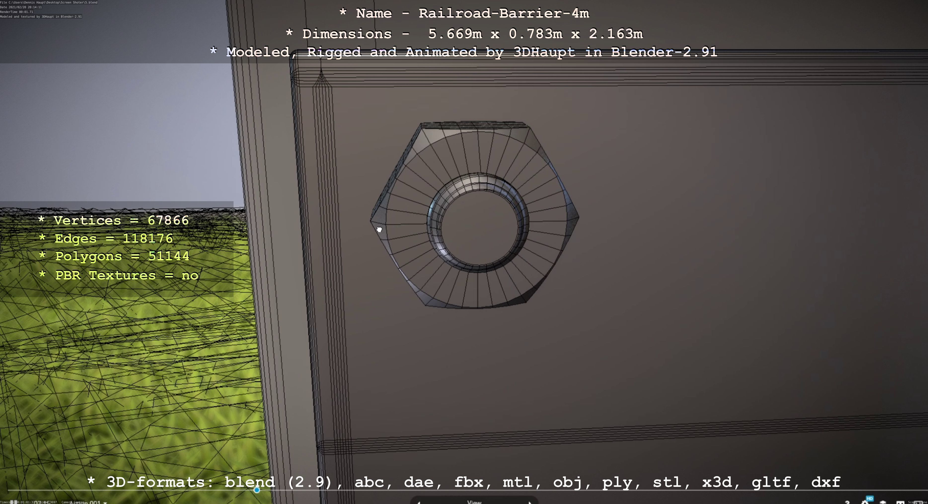 Railroad Barrier 4m High-Poly 3D model_83