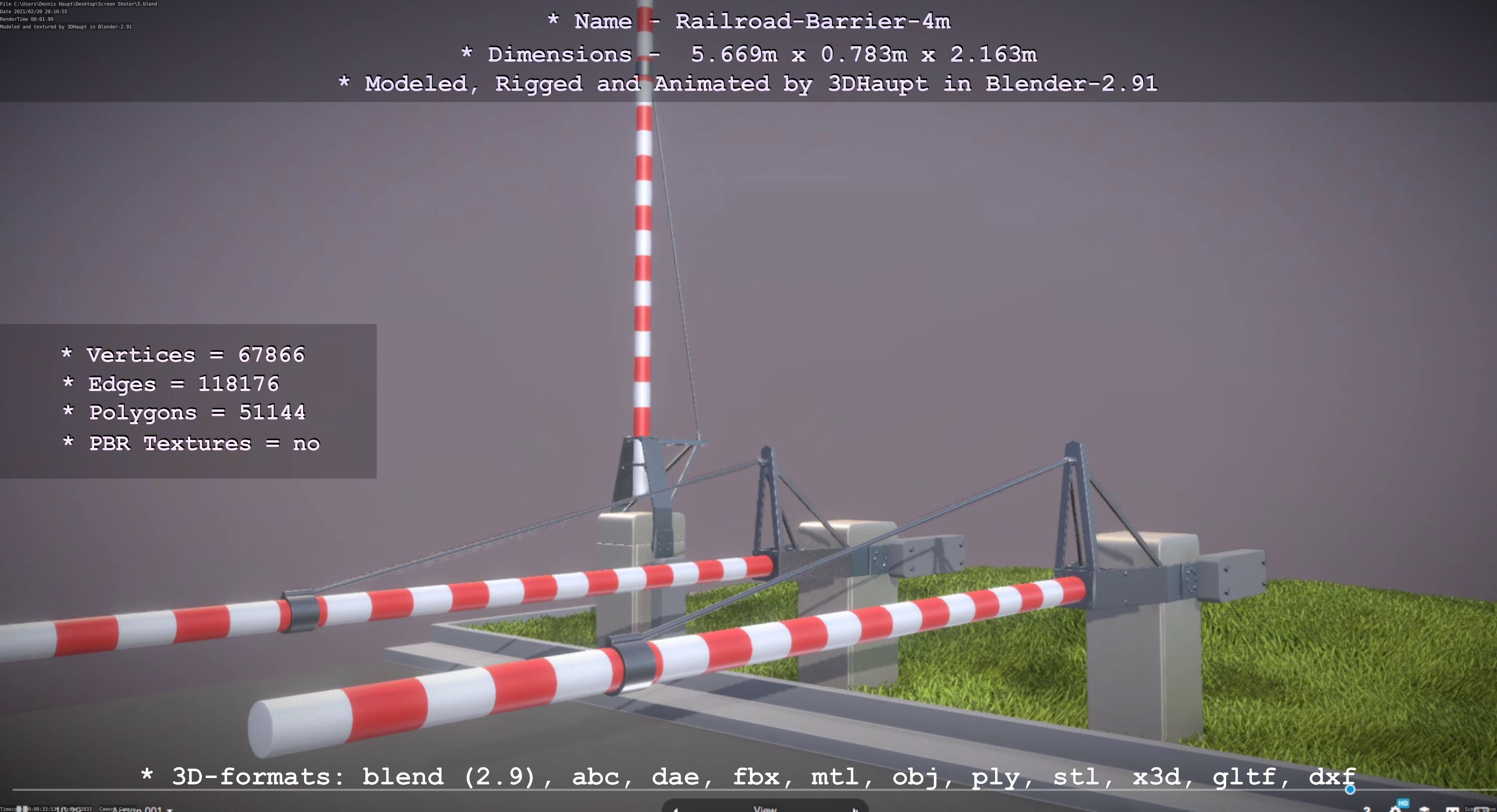 Railroad Barrier 4m High-Poly 3D model_39