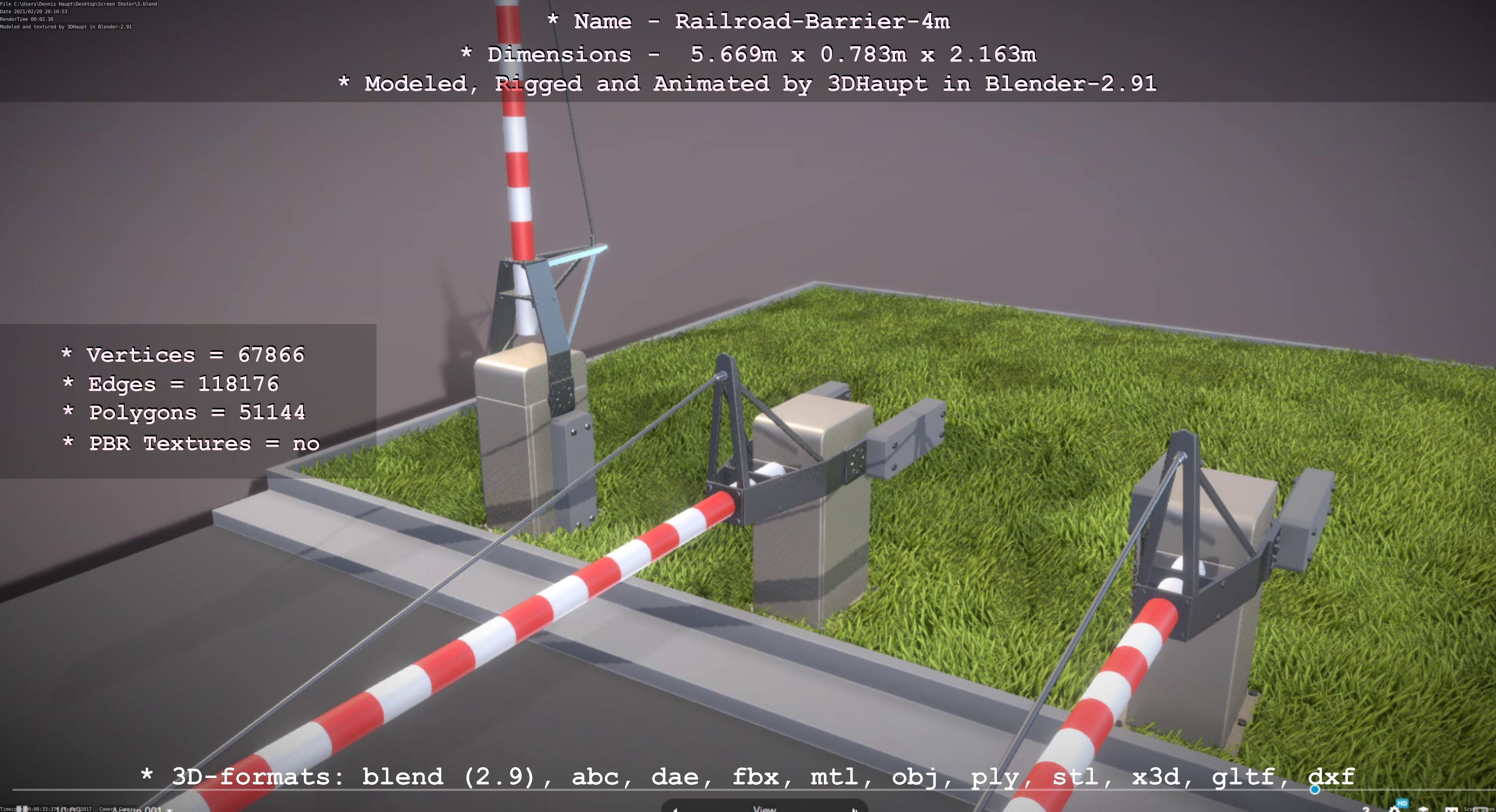 Railroad Barrier 4m High-Poly 3D model_46